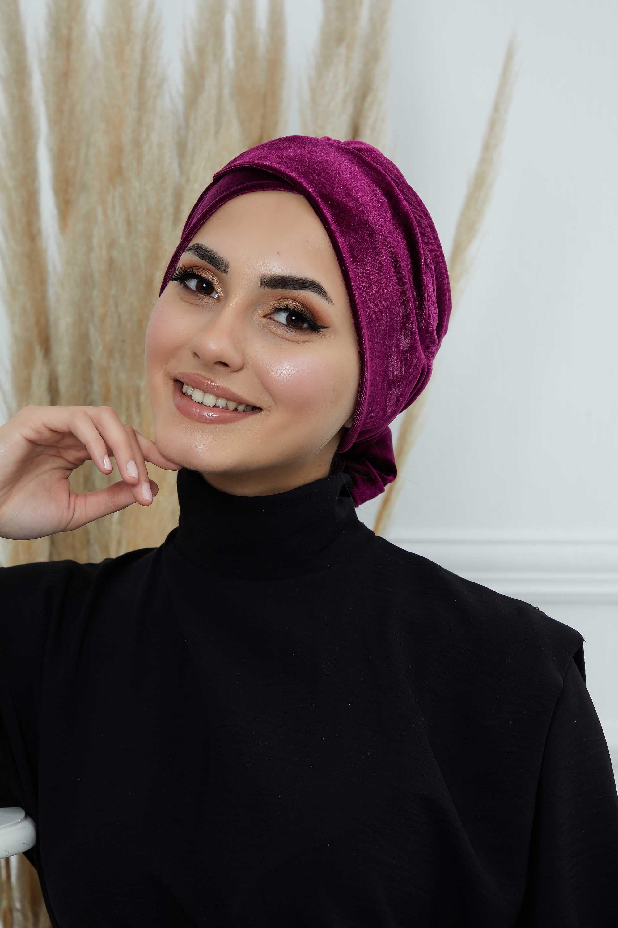 Kuşaklı Kadife Bone,B-31K
