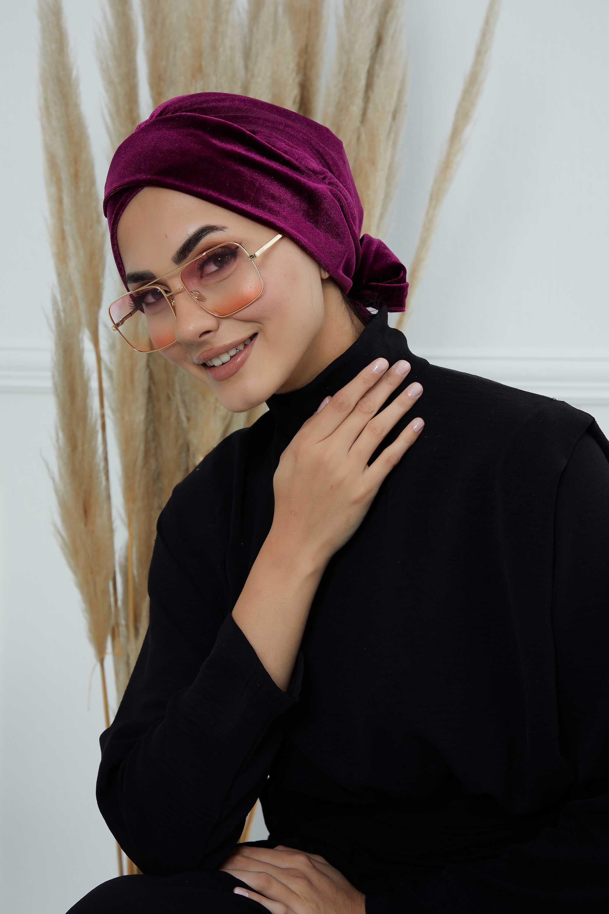 Kuşaklı Kadife Bone,B-31K