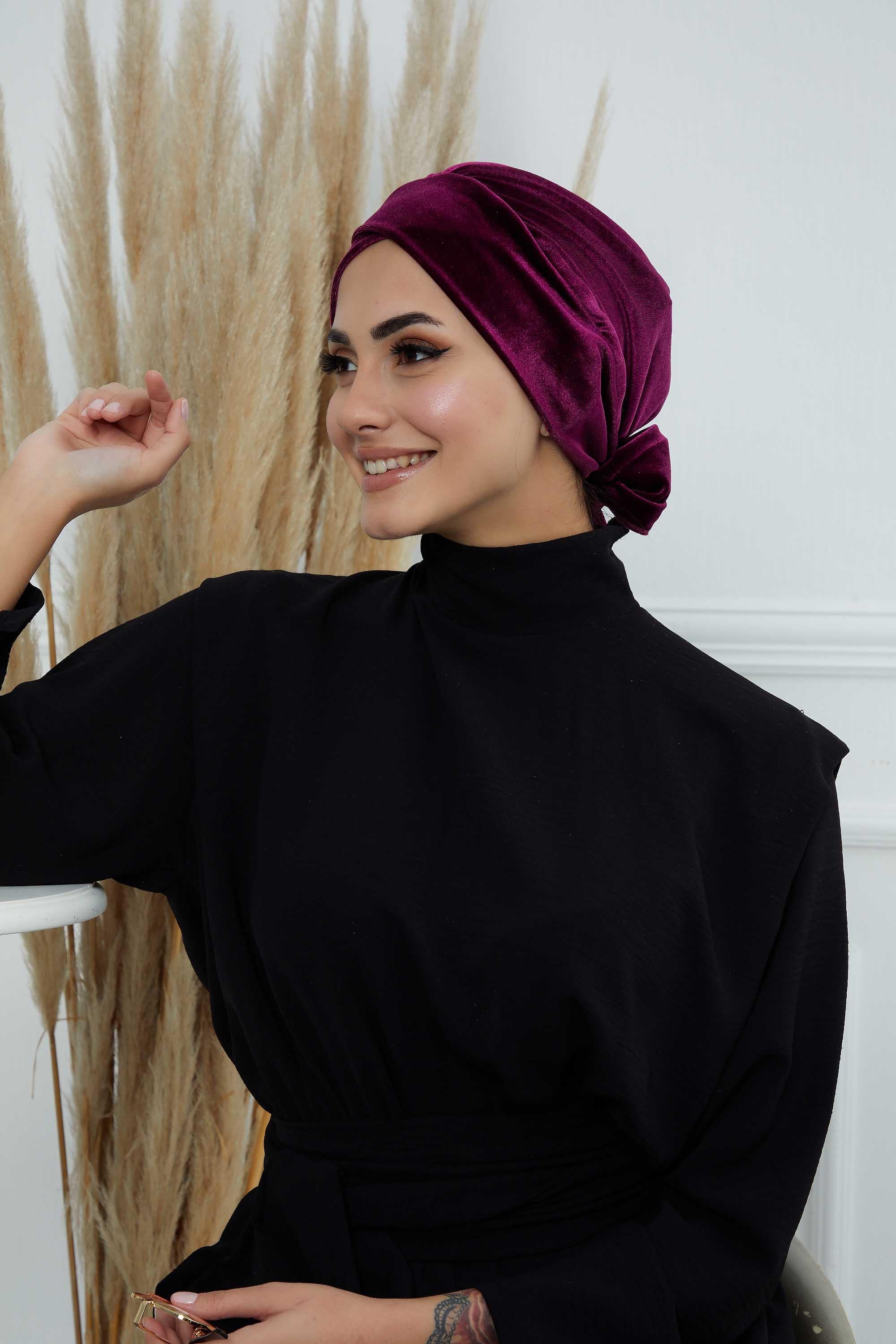 Kuşaklı Kadife Bone,B-31K