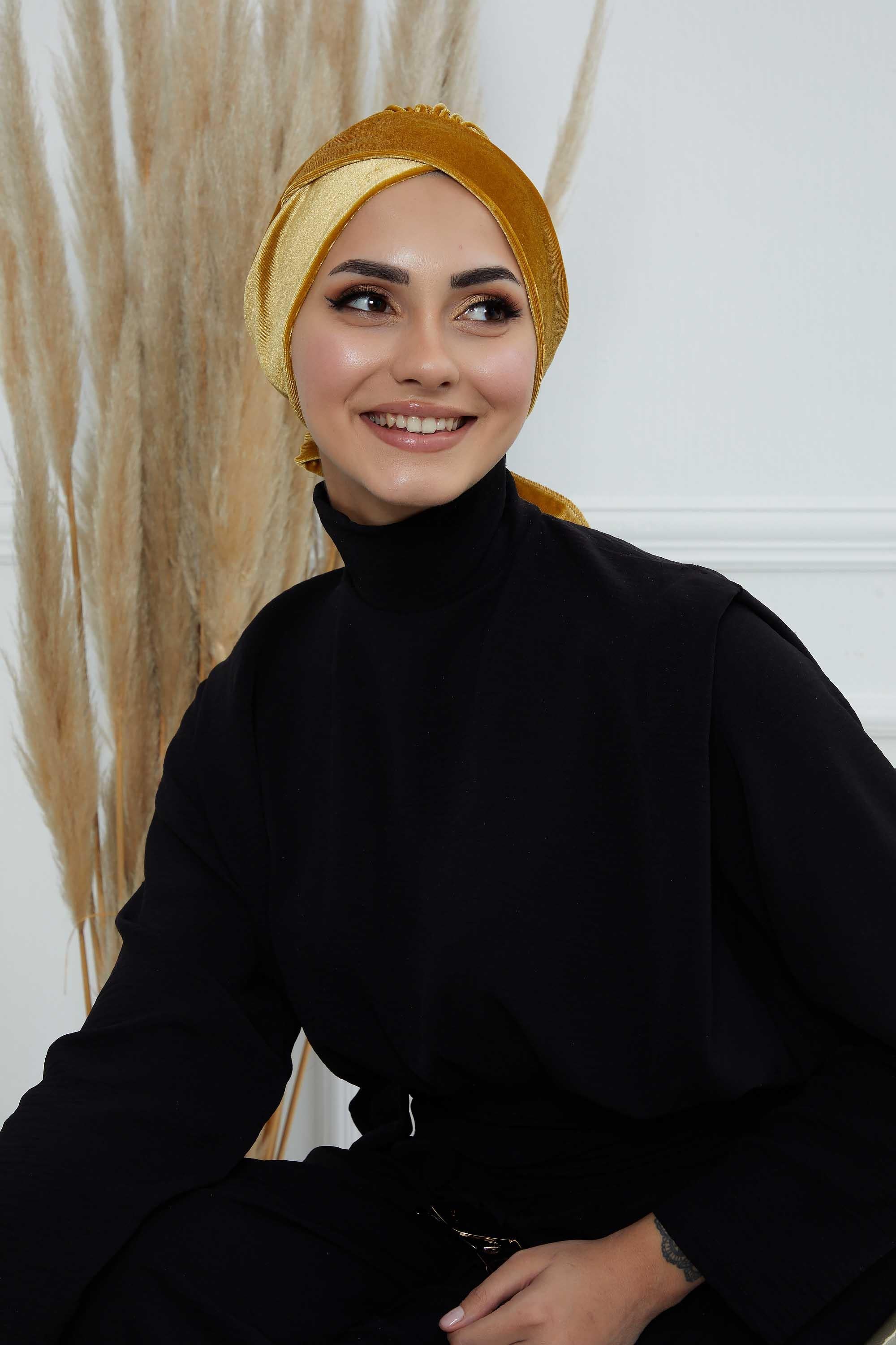 Kuşaklı Kadife Bone,B-31K