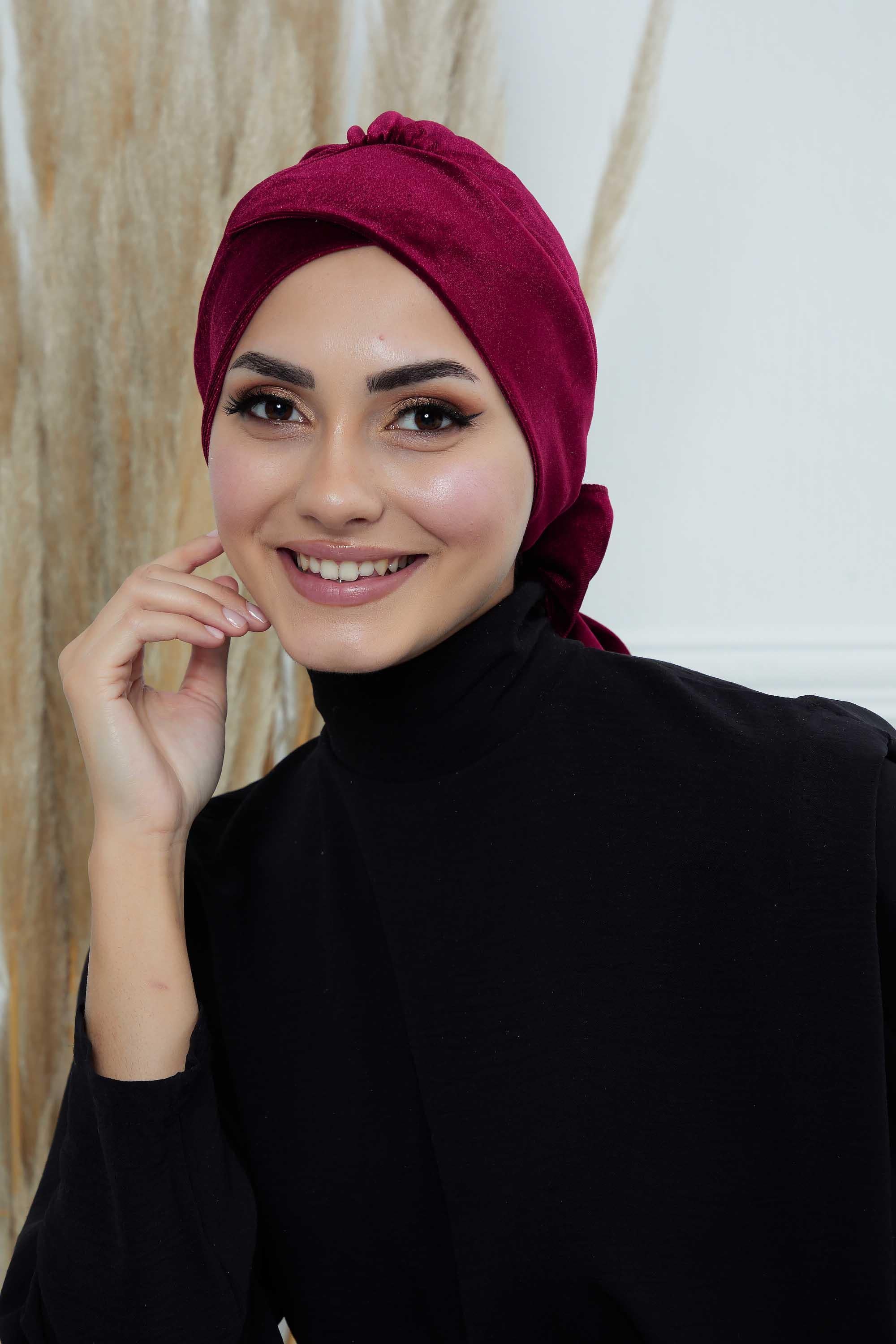 Kuşaklı Kadife Bone,B-31K