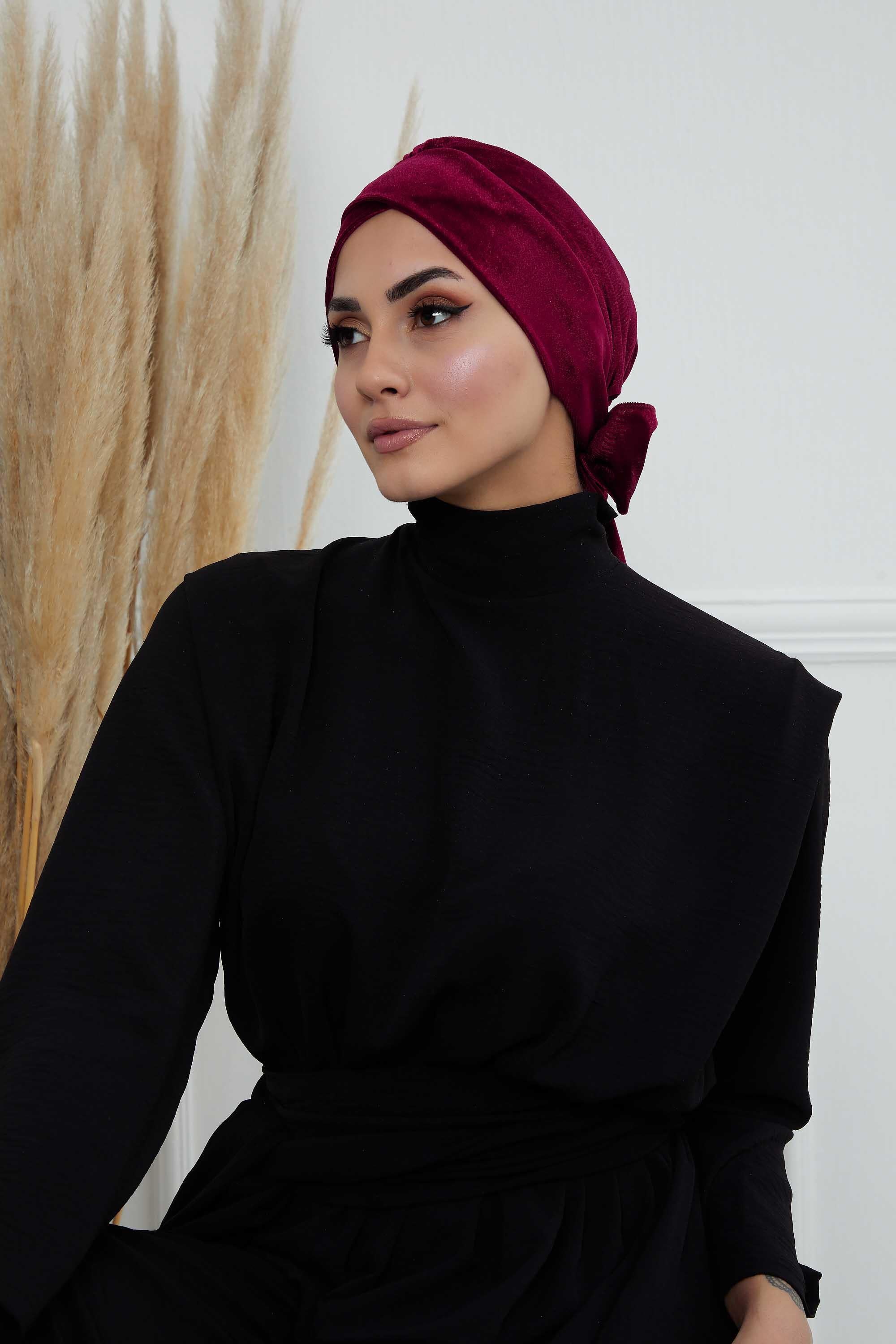 Kuşaklı Kadife Bone,B-31K