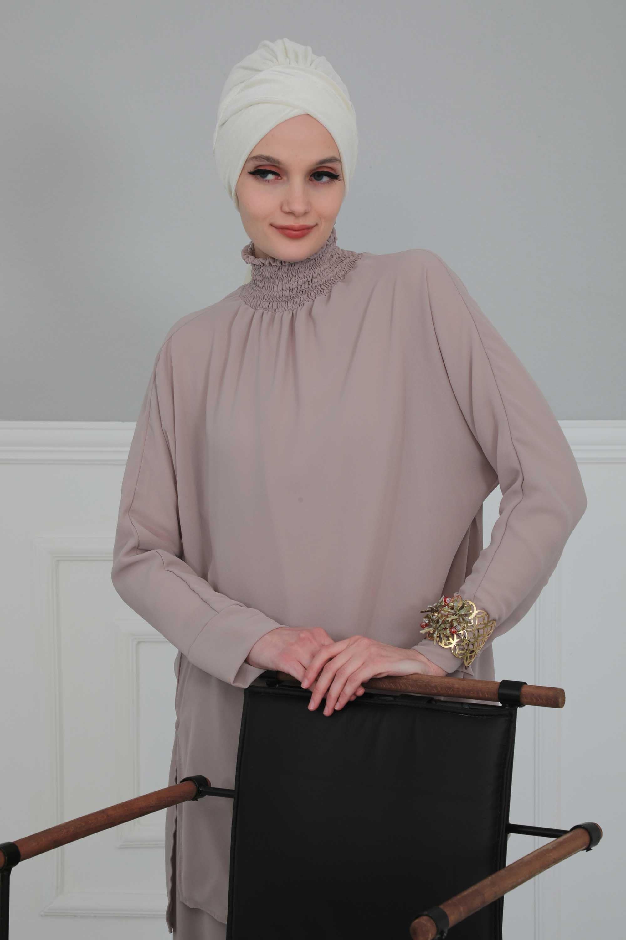 Kuşaklı Kadife Bone,B-31K