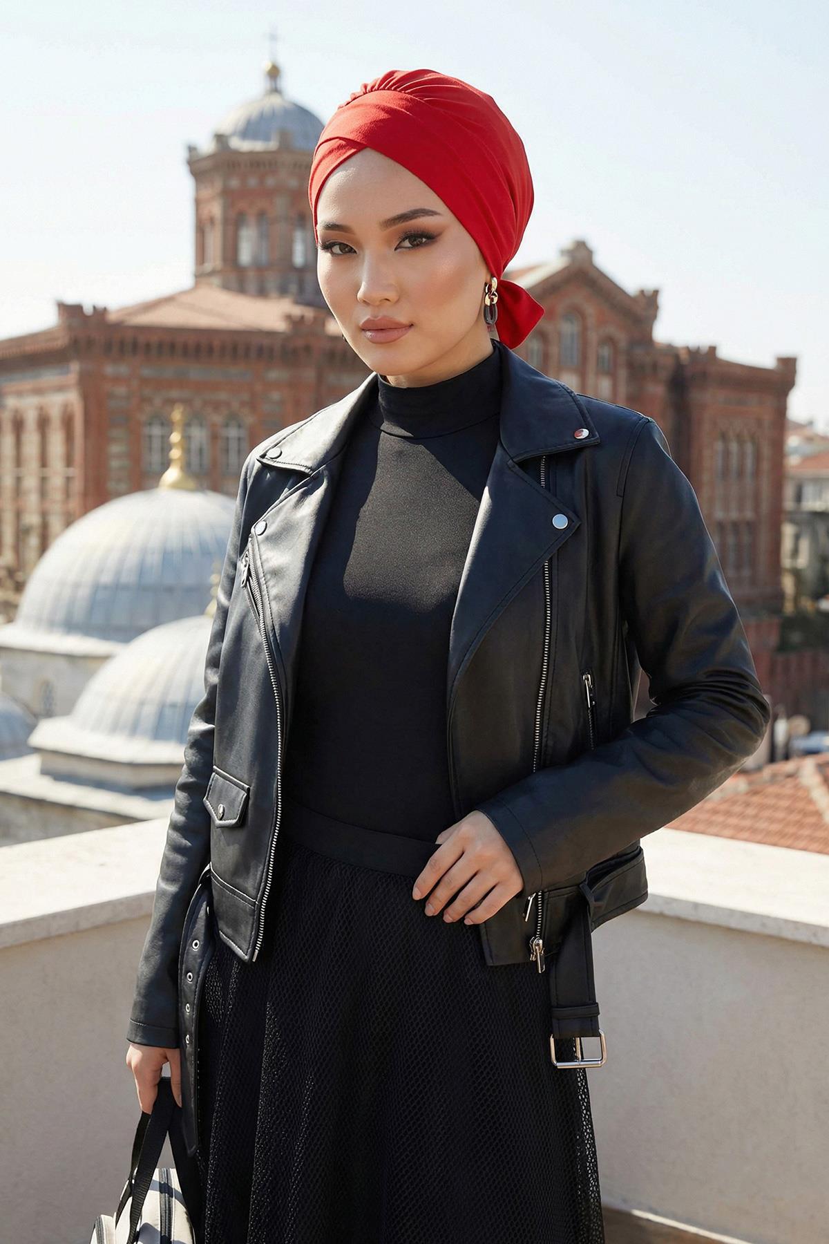 Kuşaklı Rahat Penye Bone,B-31