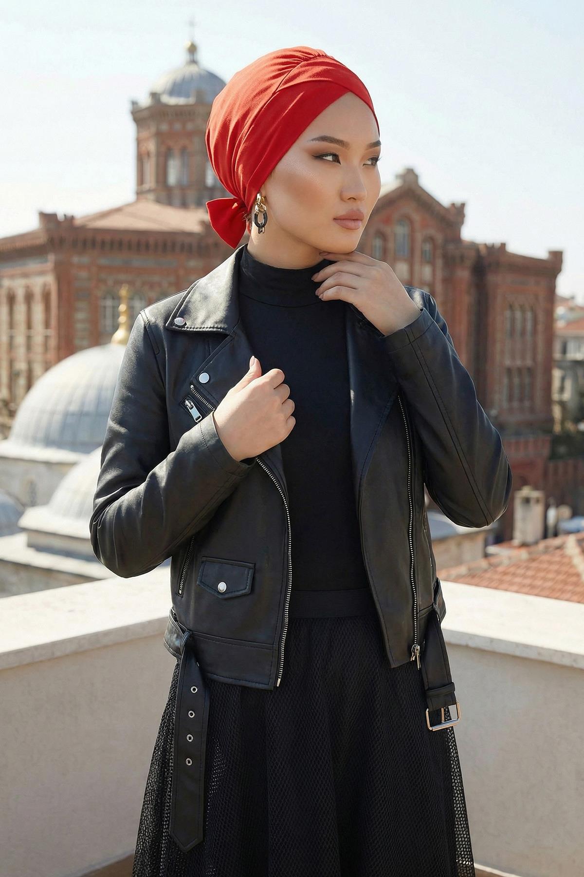 Kuşaklı Rahat Penye Bone,B-31