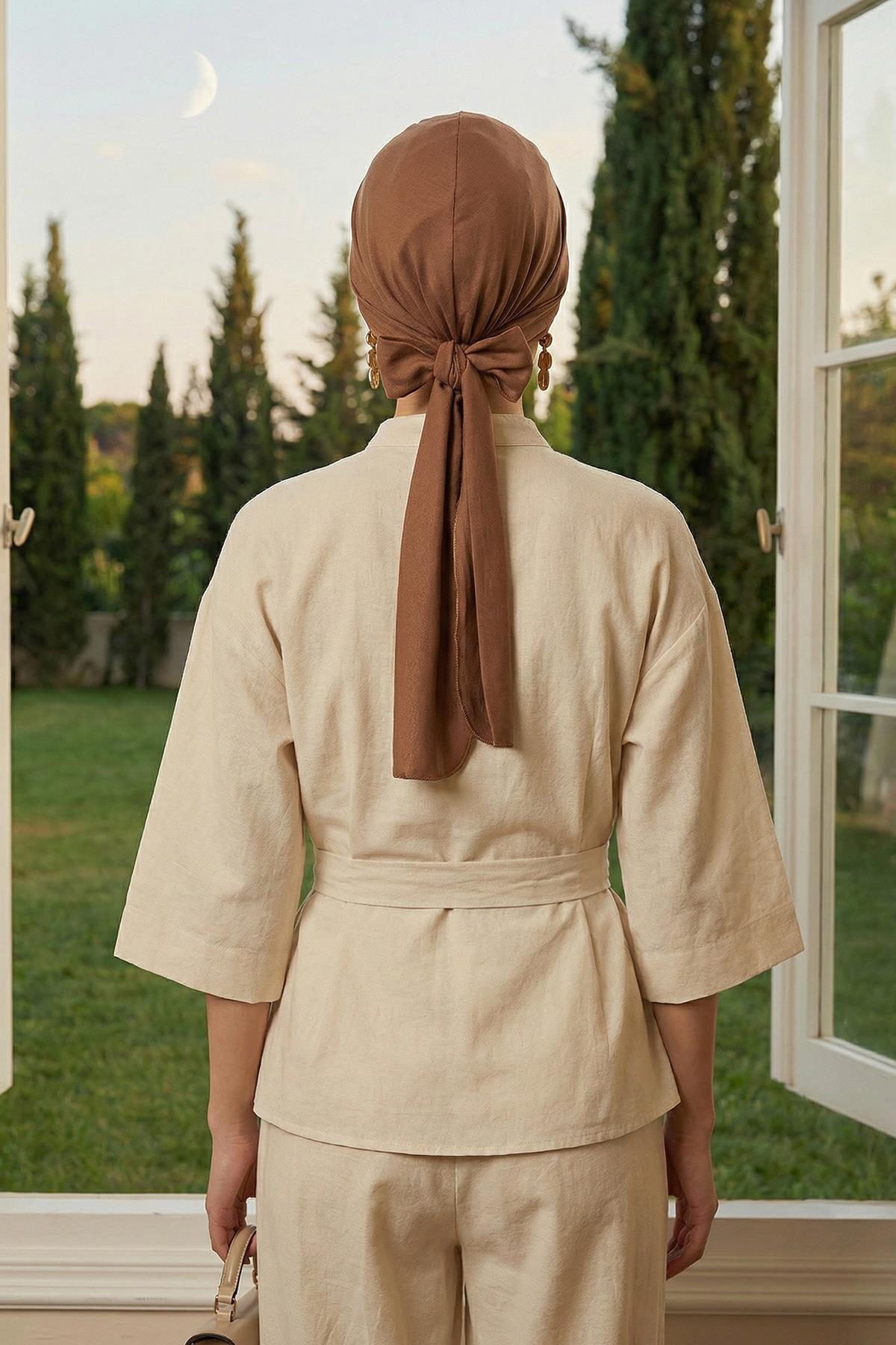Kuşaklı Rahat Penye Bone,B-31