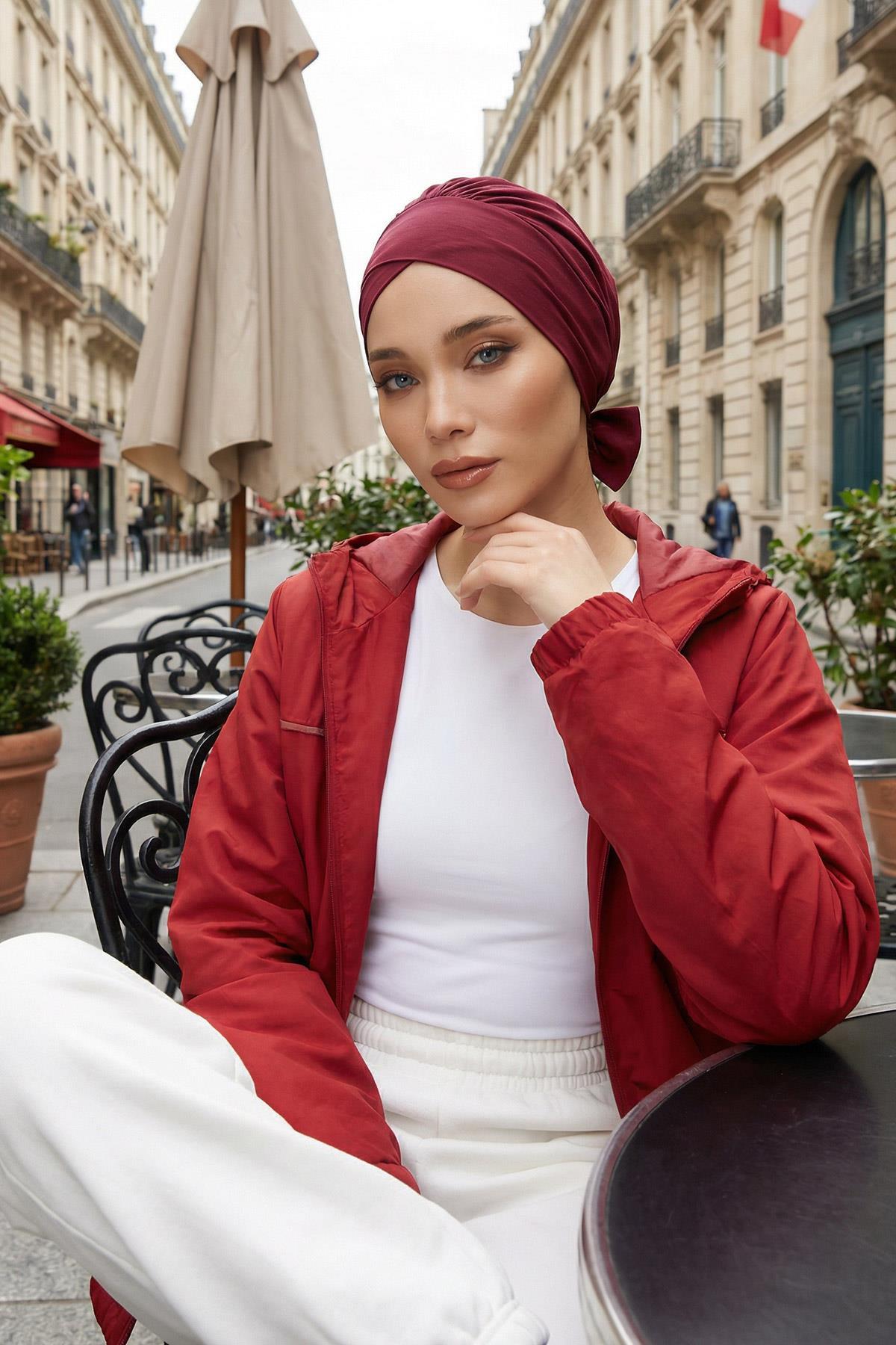 Kuşaklı Rahat Penye Bone,B-31