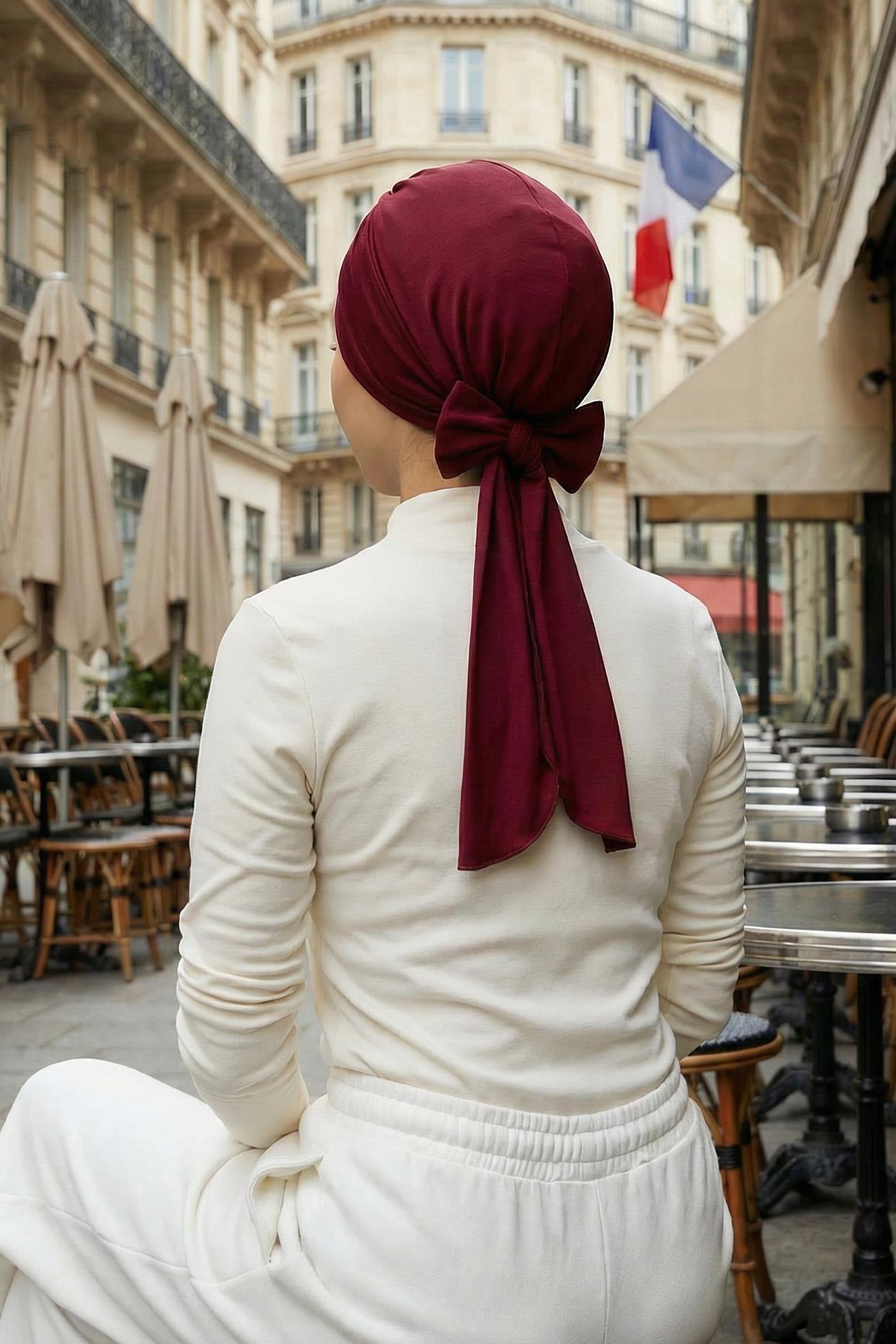Kuşaklı Rahat Penye Bone,B-31