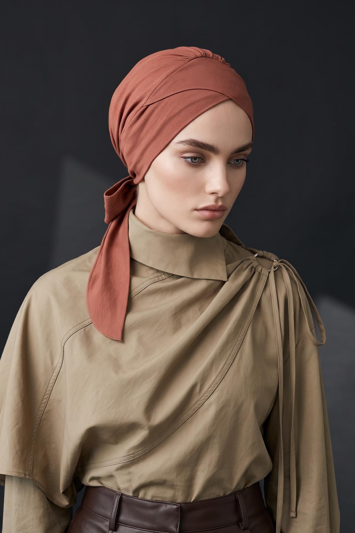 Kuşaklı Rahat Penye Bone,B-31