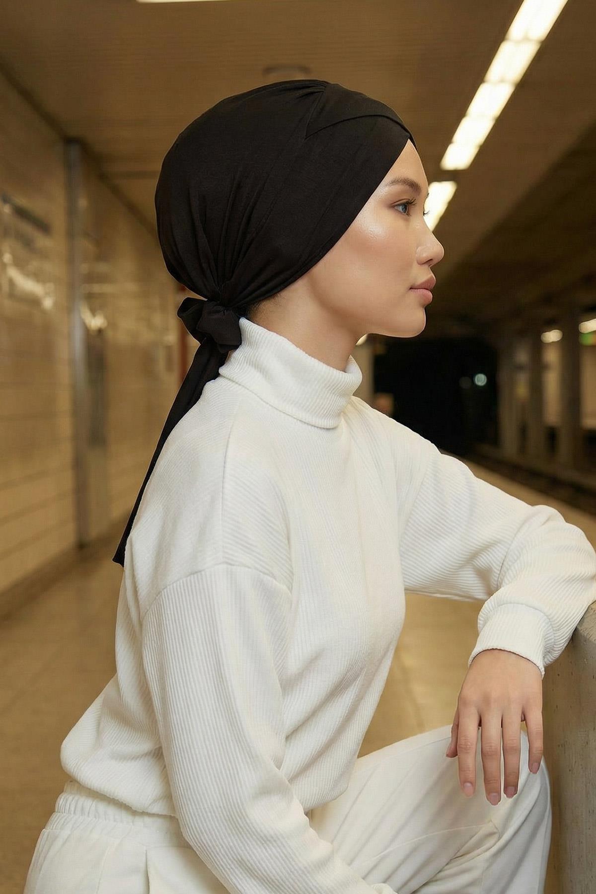 Kuşaklı Rahat Penye Bone,B-31