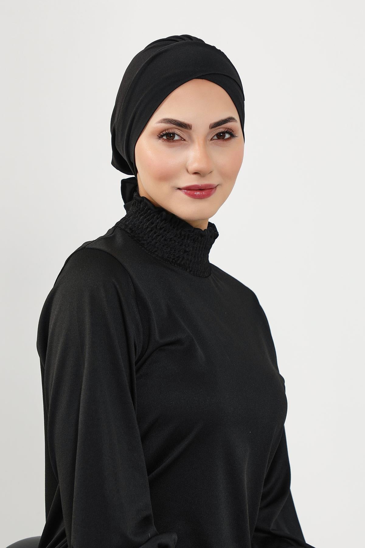 Kuşaklı Tesettür (Deniz,Havuz) Yüzücü Bonesi,B-31SN