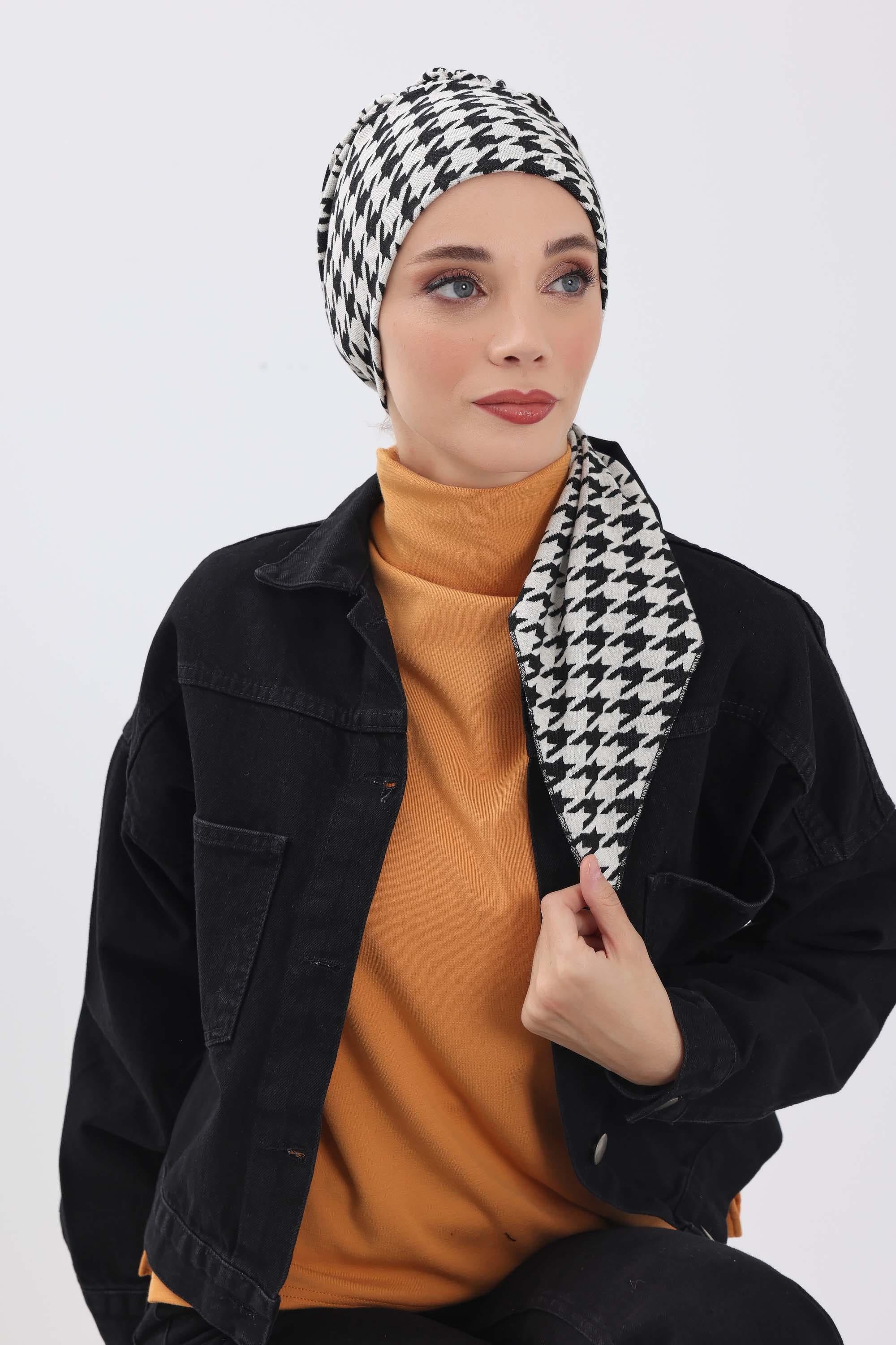 Kuyruklu Desenli Tesettür Bone,B-49DIV