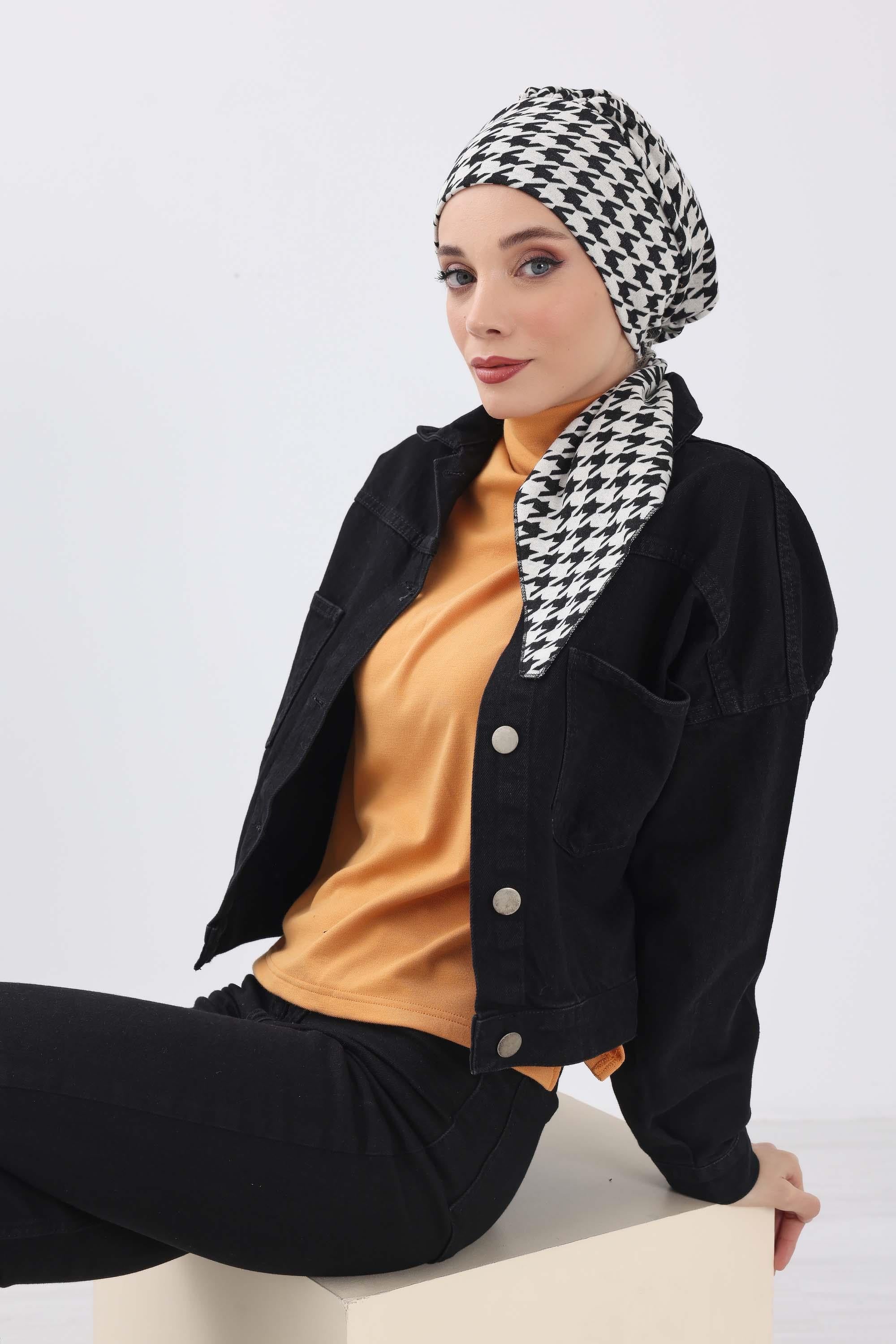 Kuyruklu Desenli Tesettür Bone,B-49DIV