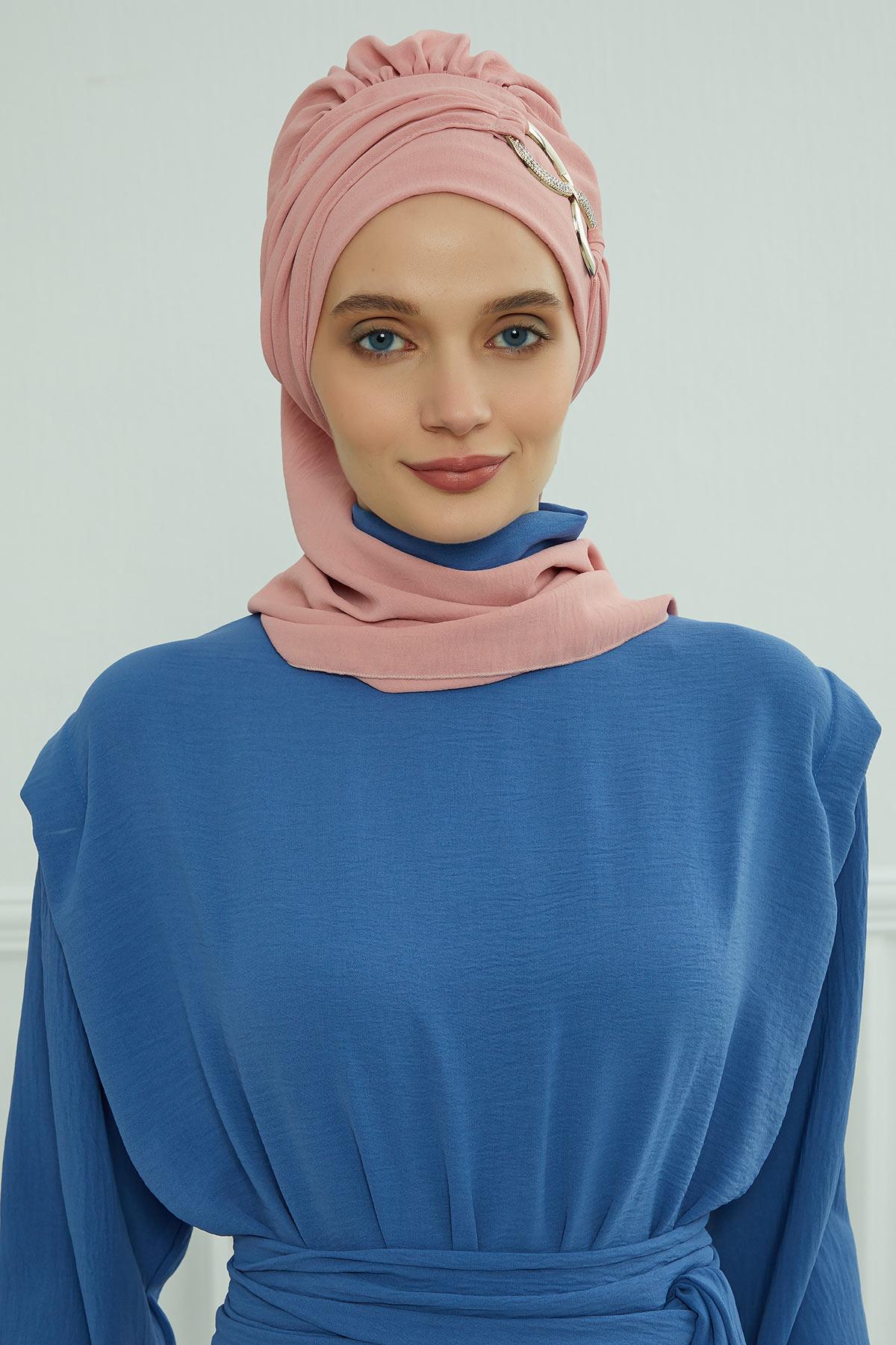 Metal Aksesuarlı Şık Hazır Türban,HT-94