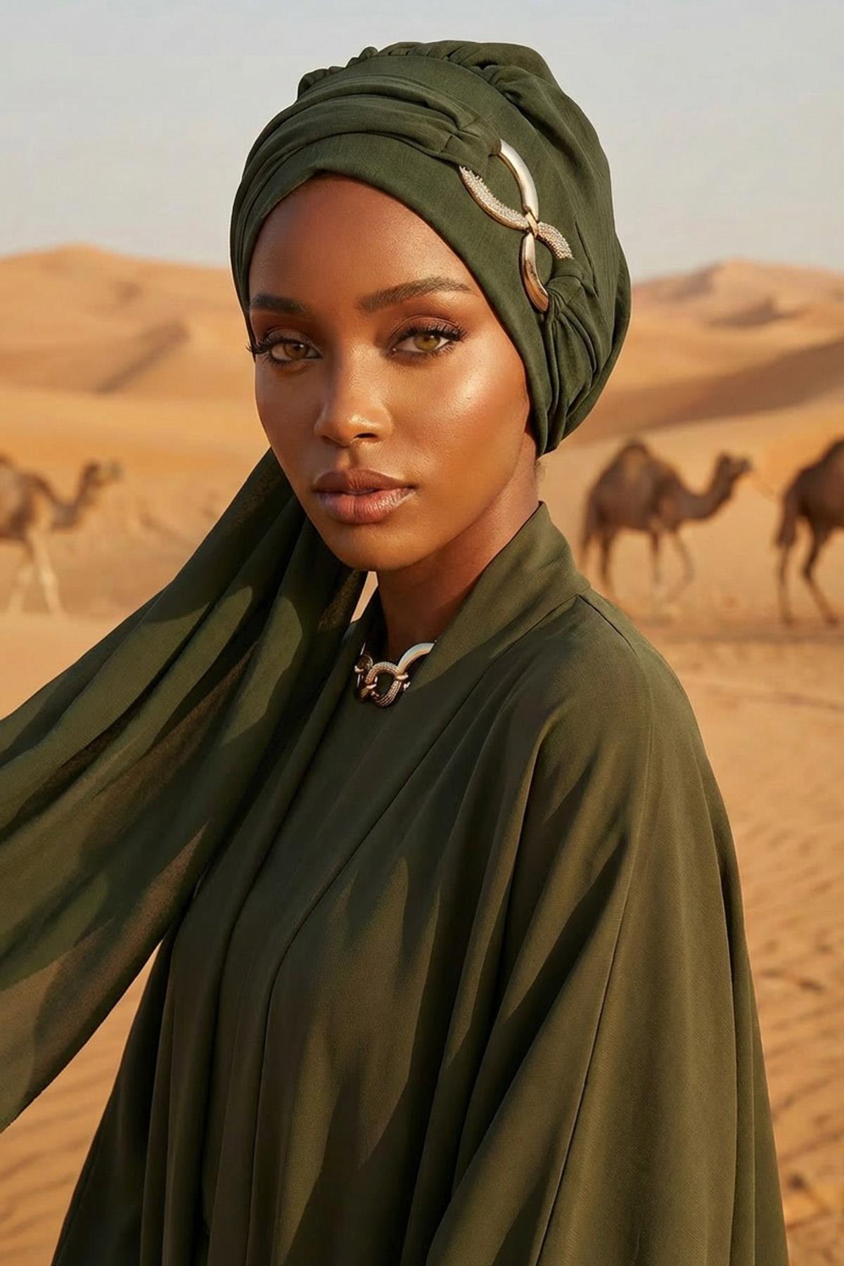 Metal Aksesuarlı Şık Hazır Türban,HT-94