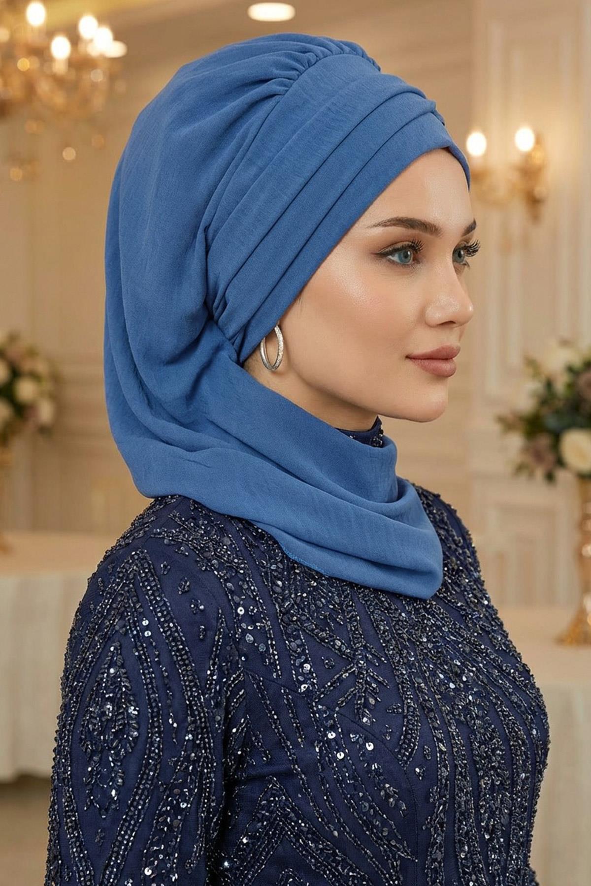 Metal Aksesuarlı Şık Hazır Türban,HT-94