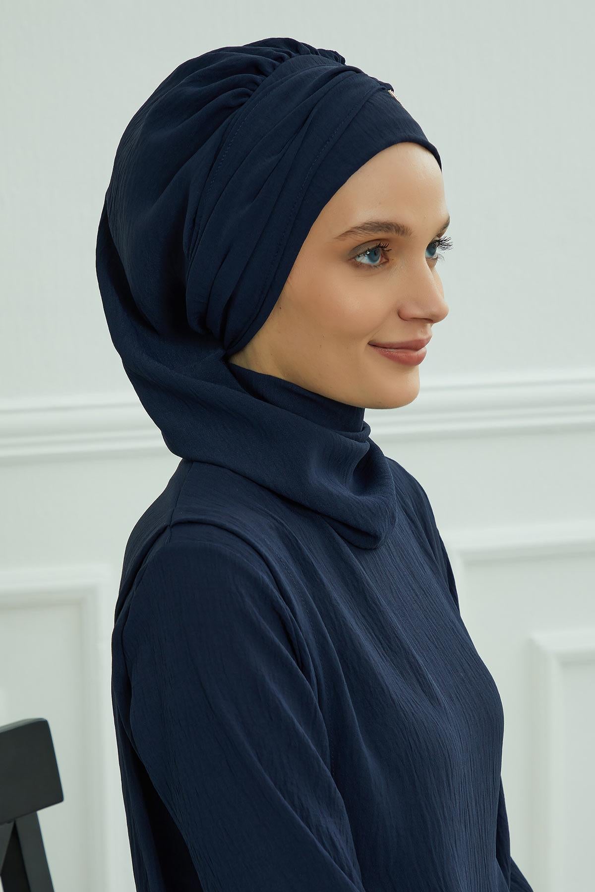 Metal Aksesuarlı Şık Hazır Türban,HT-94