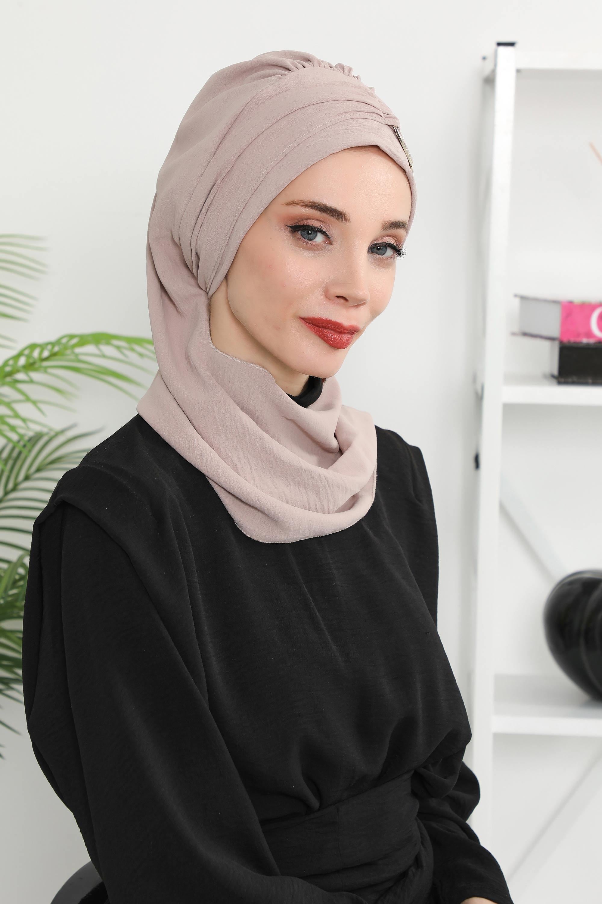 Metal Aksesuarlı Şık Hazır Türban,HT-94