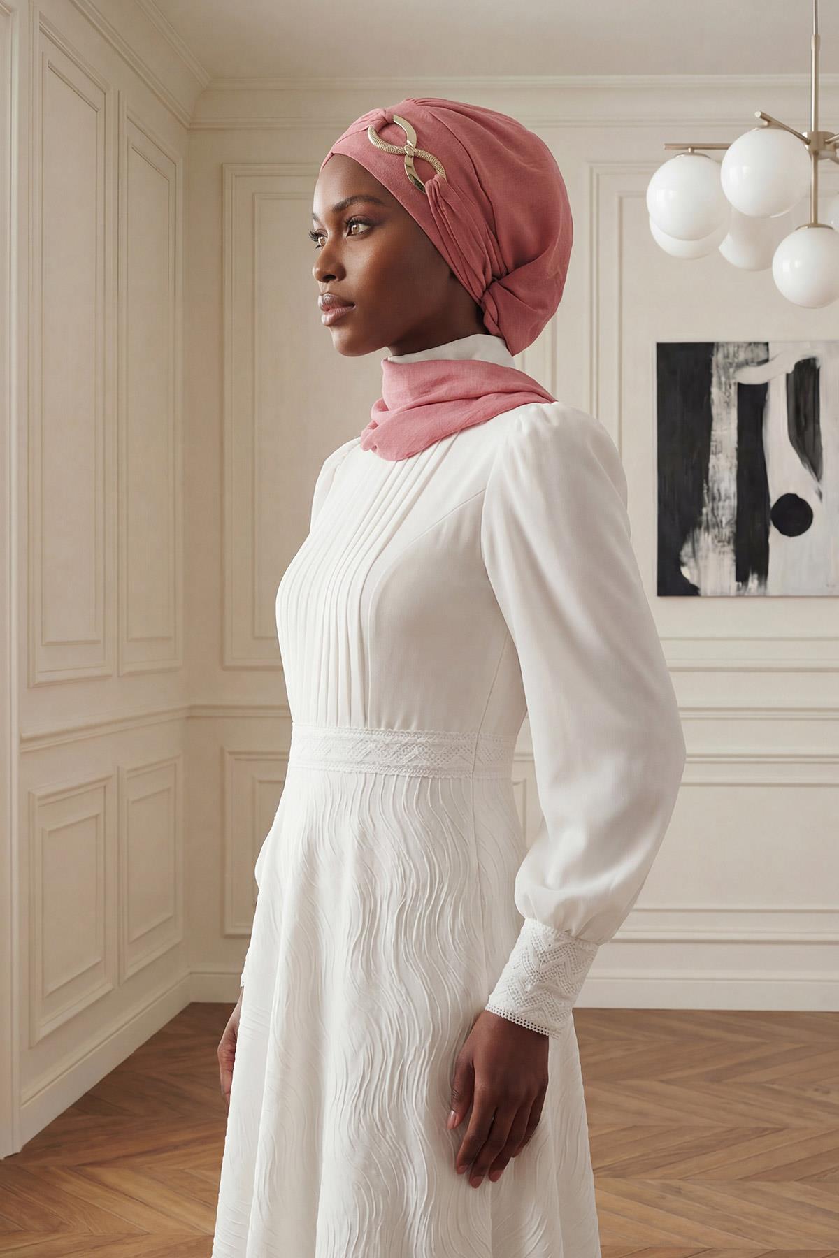 Metal Aksesuarlı Şık Hazır Türban,HT-94