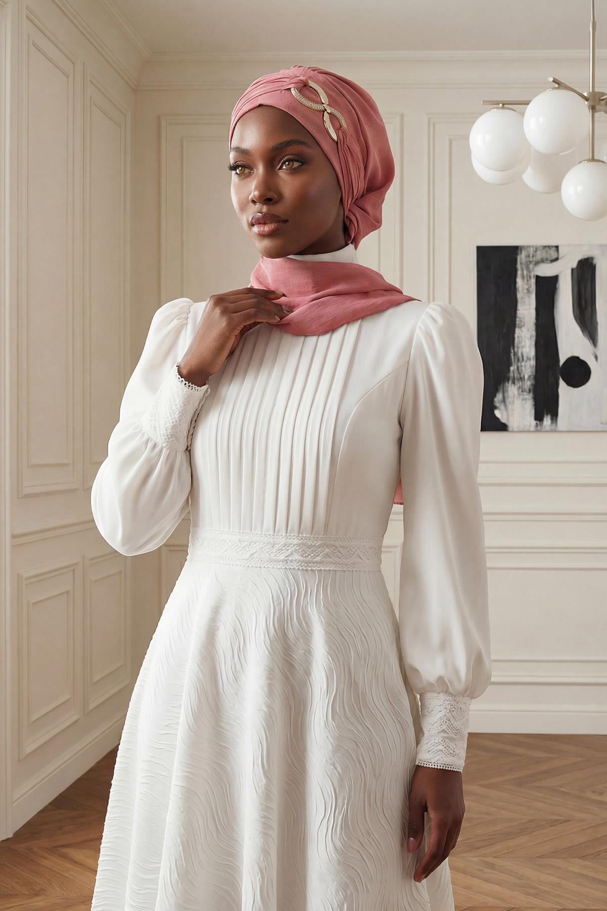 Metal Aksesuarlı Şık Hazır Türban,HT-94