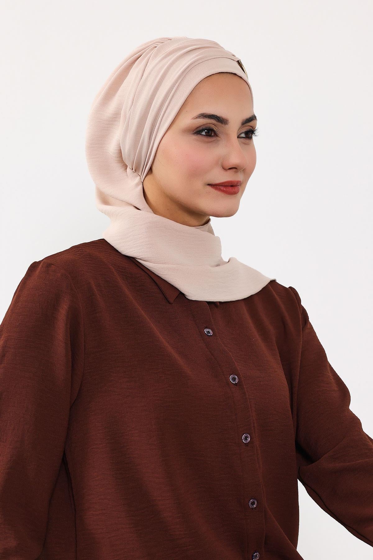 Metal Aksesuarlı Şık Hazır Türban,HT-94