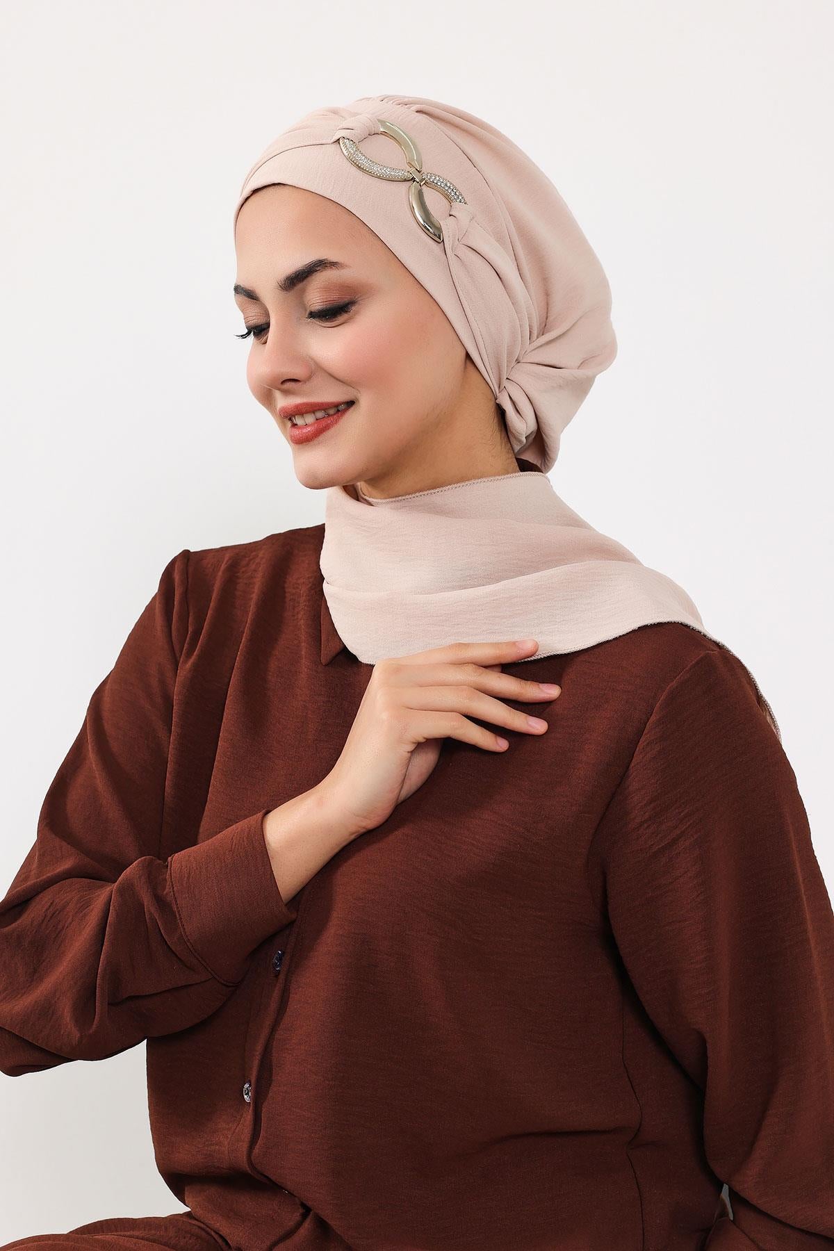 Metal Aksesuarlı Şık Hazır Türban,HT-94