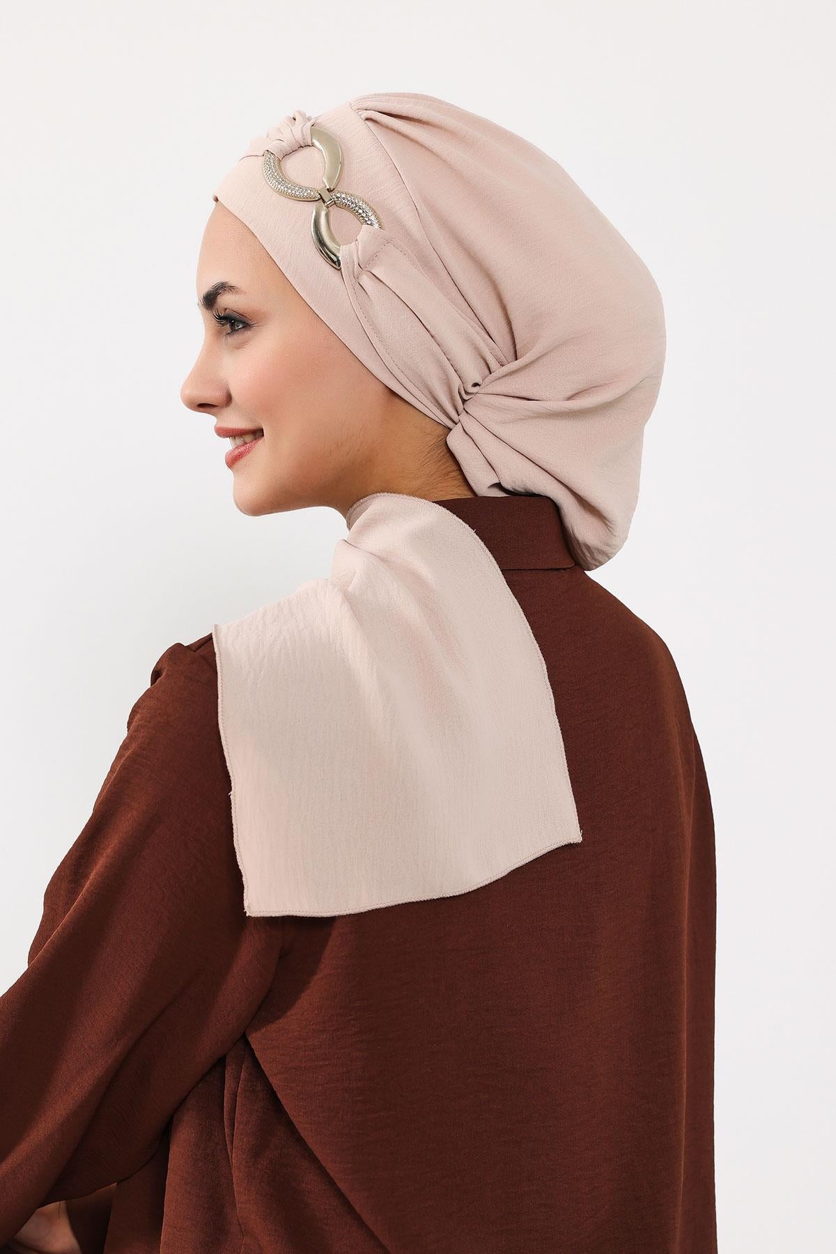 Metal Aksesuarlı Şık Hazır Türban,HT-94