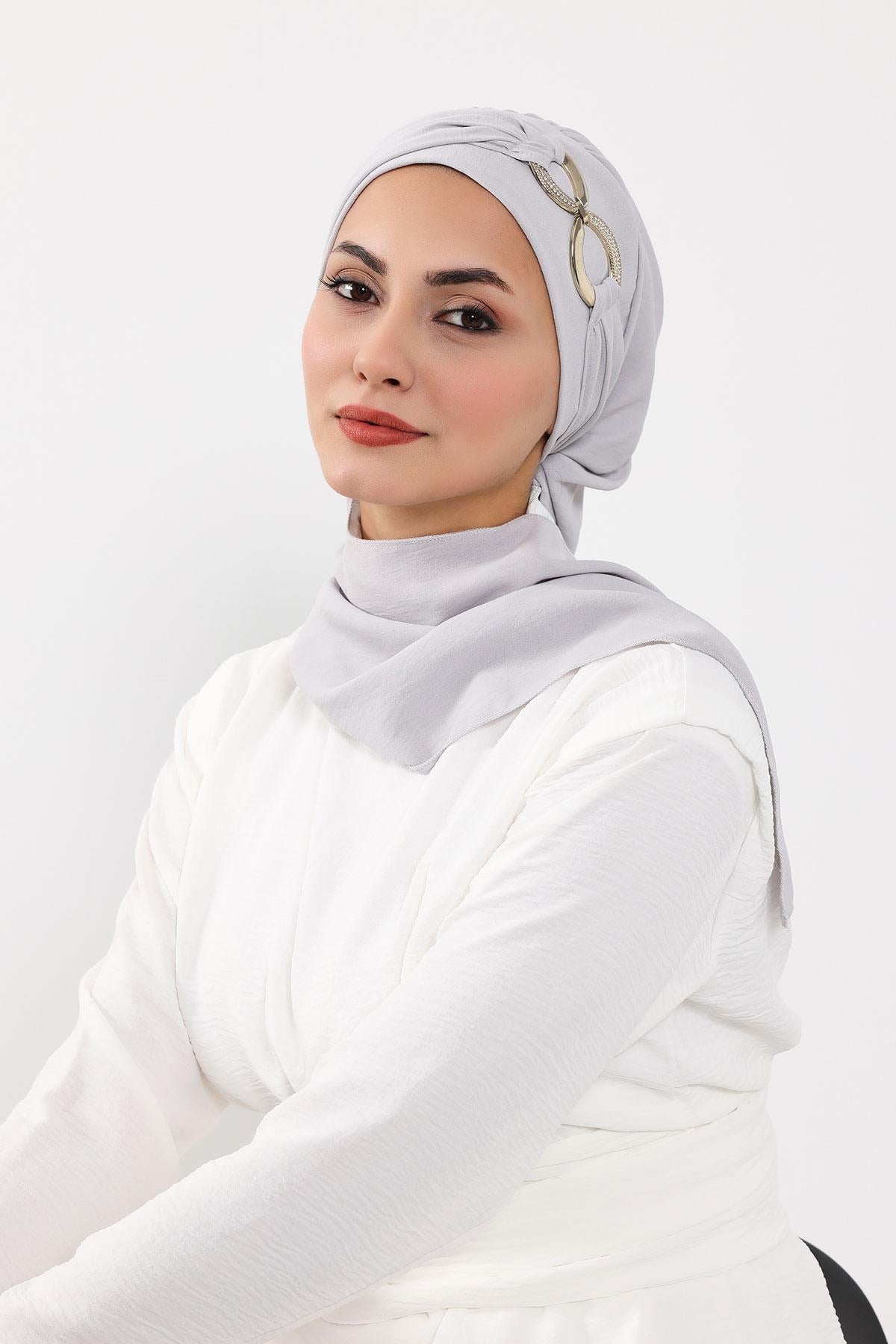 Metal Aksesuarlı Şık Hazır Türban,HT-94