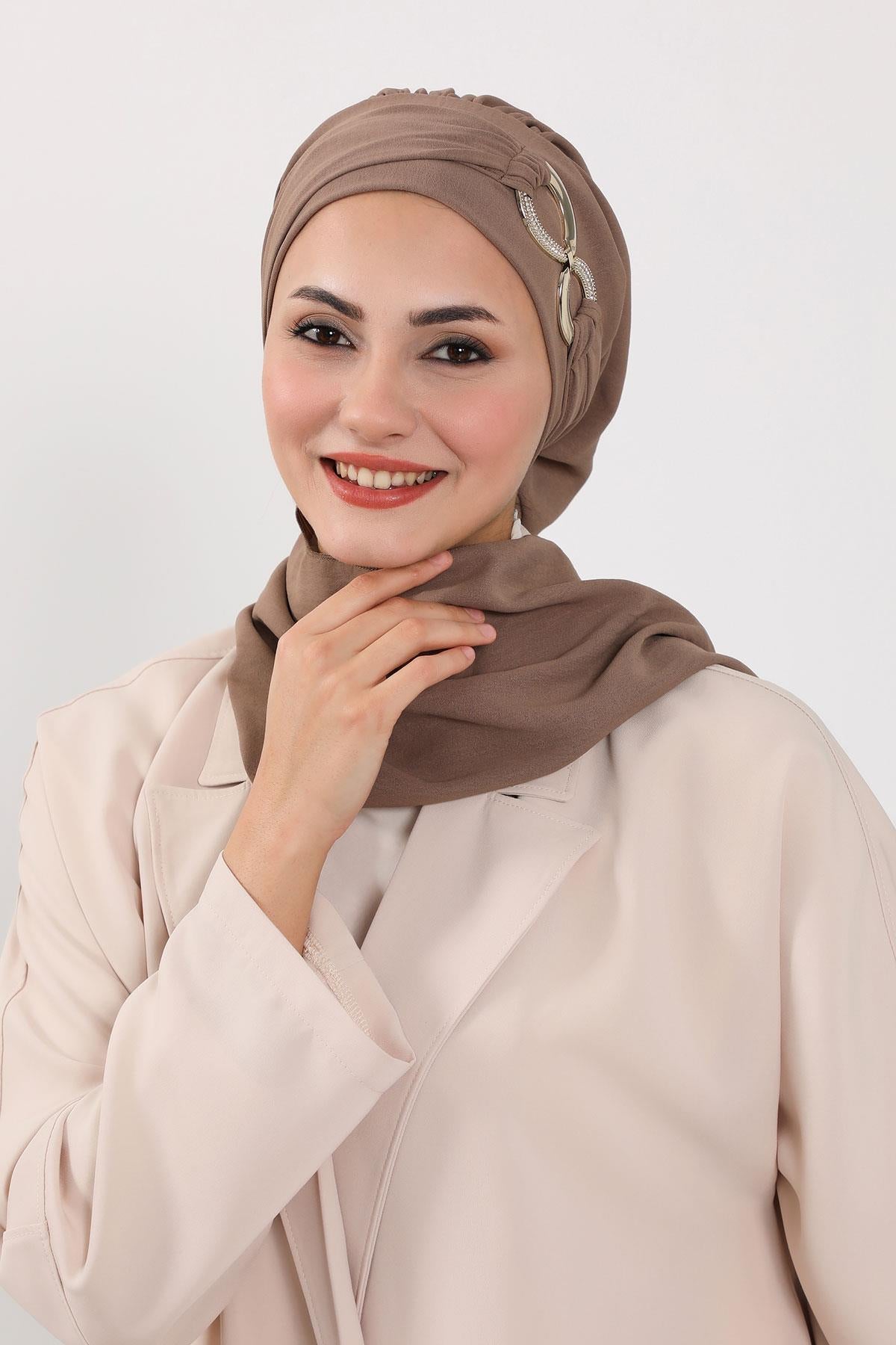 Metal Aksesuarlı Şık Hazır Türban,HT-94