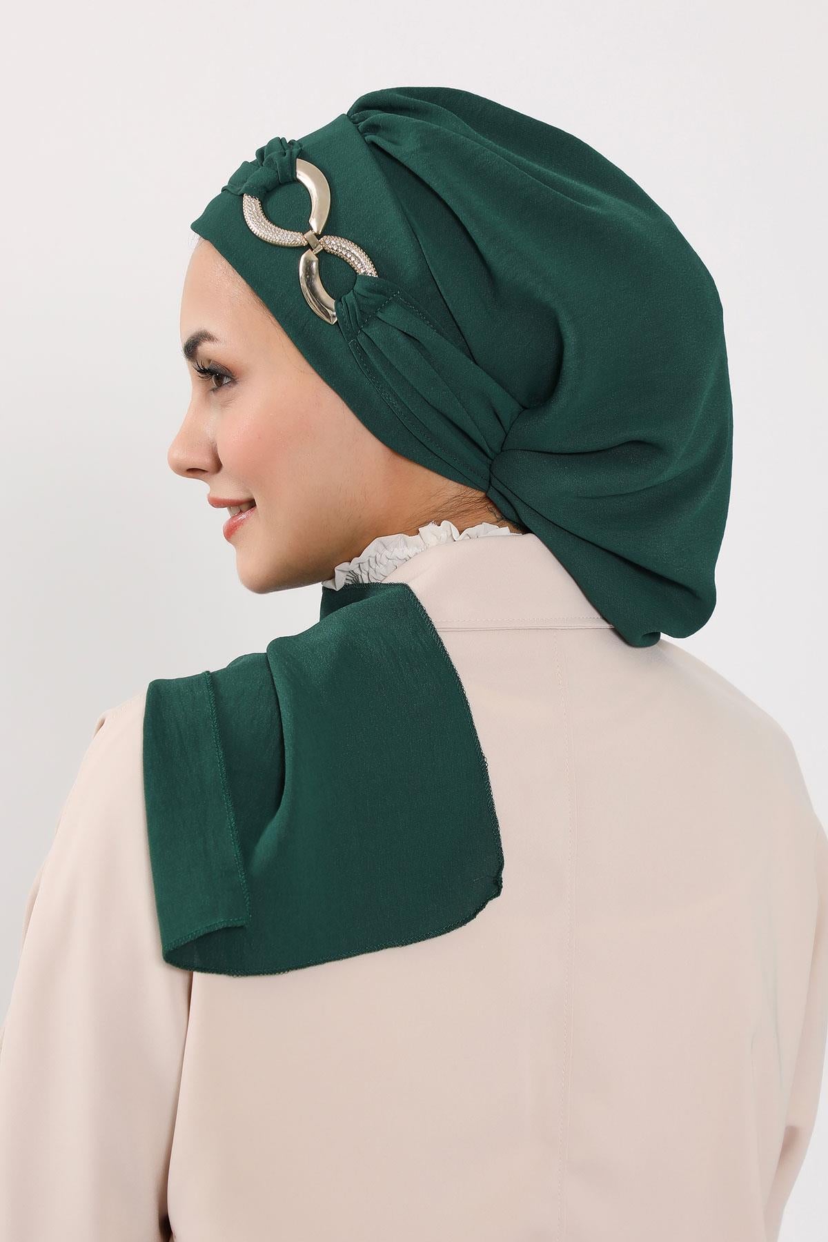 Metal Aksesuarlı Şık Hazır Türban,HT-94