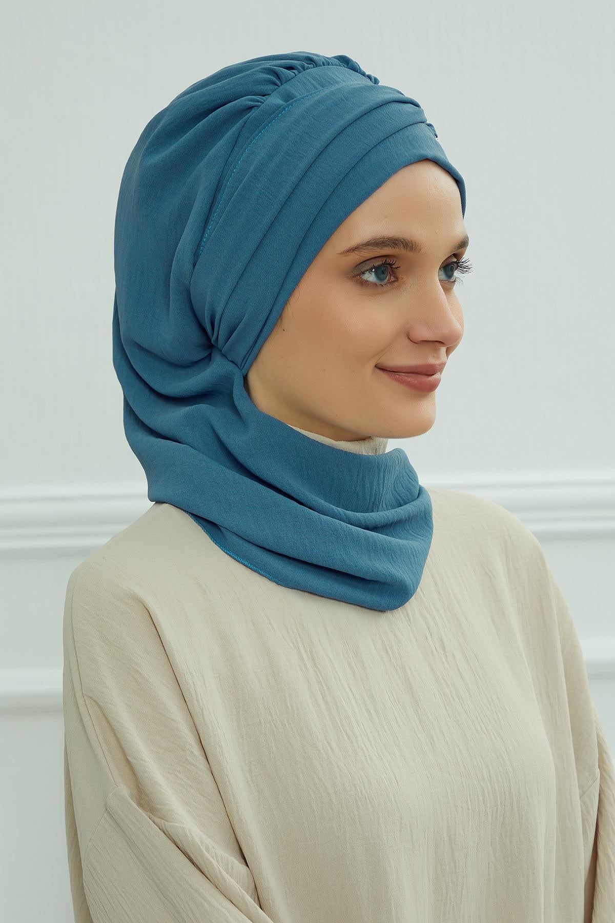 Metal Aksesuarlı Şık Hazır Türban,HT-94