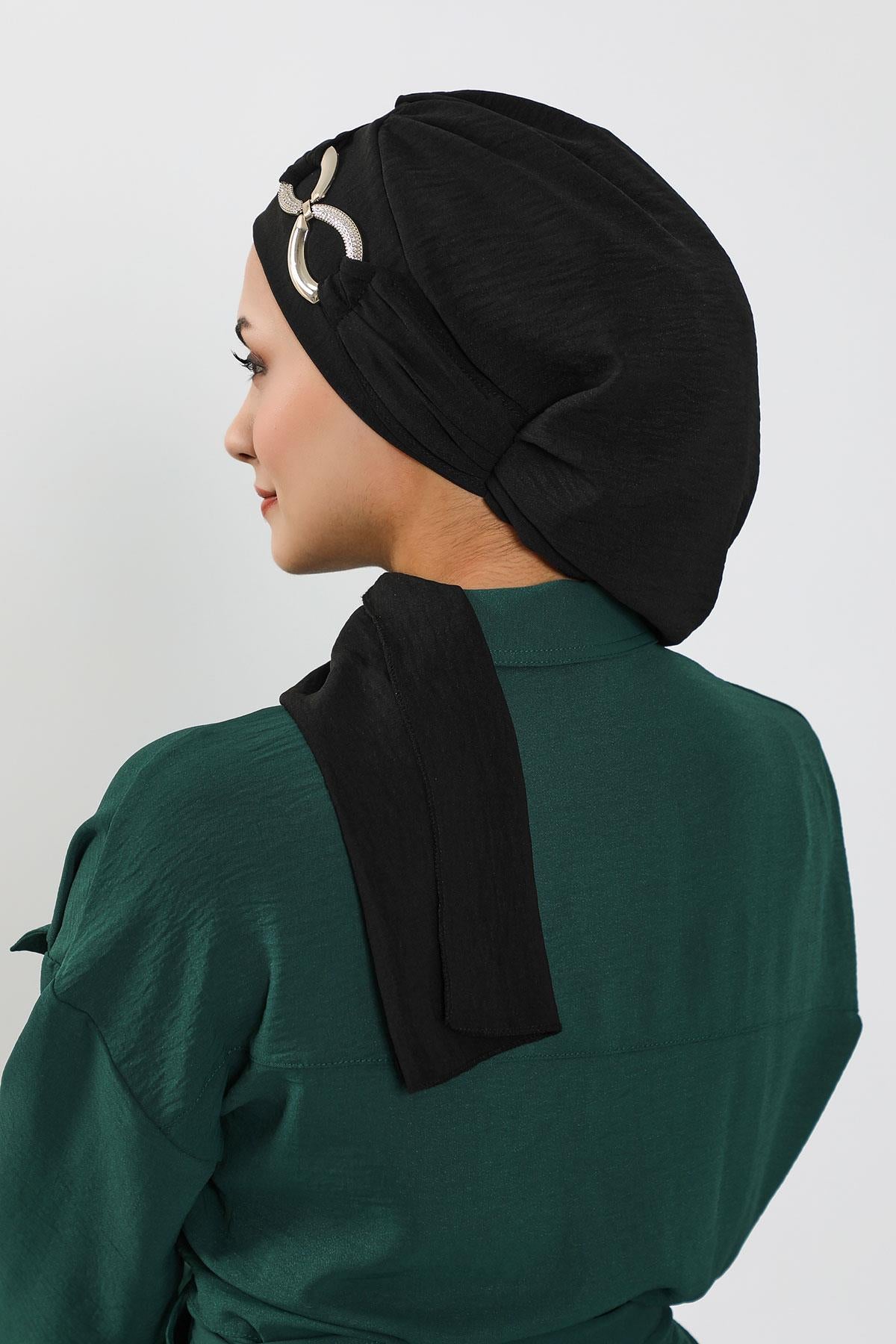 Metal Aksesuarlı Şık Hazır Türban,HT-94