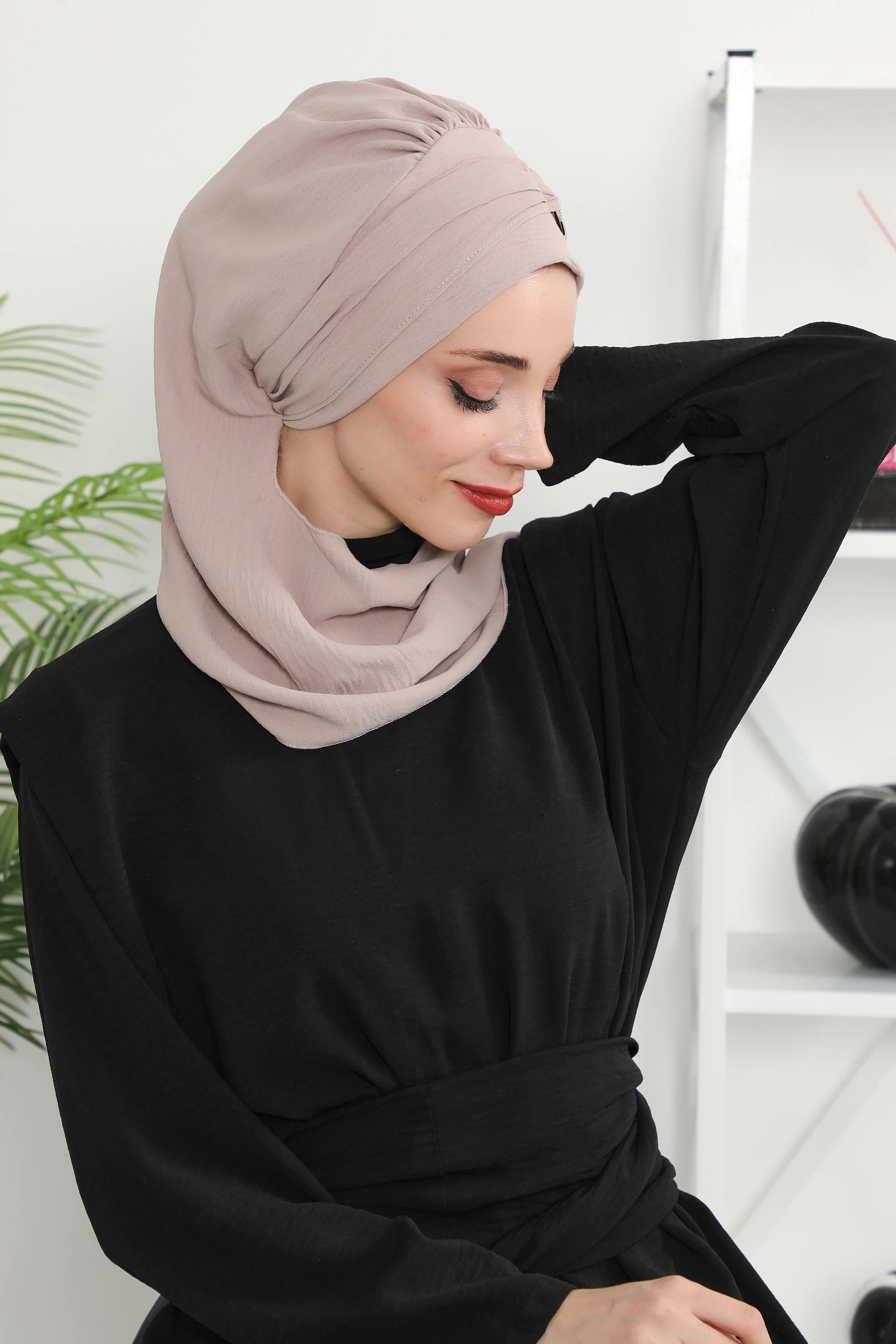 Metal Aksesuarlı Şık Hazır Türban,HT-94