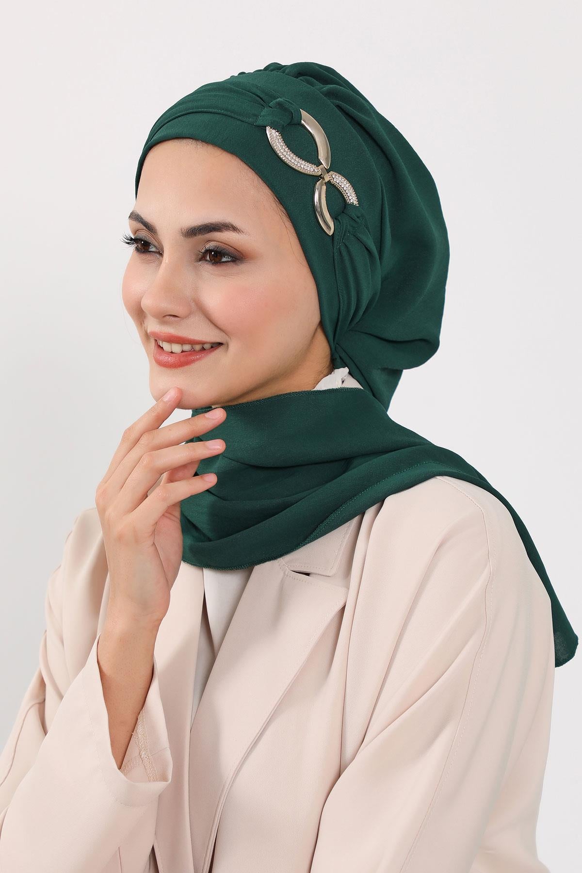 Metal Aksesuarlı Şık Hazır Türban,HT-94