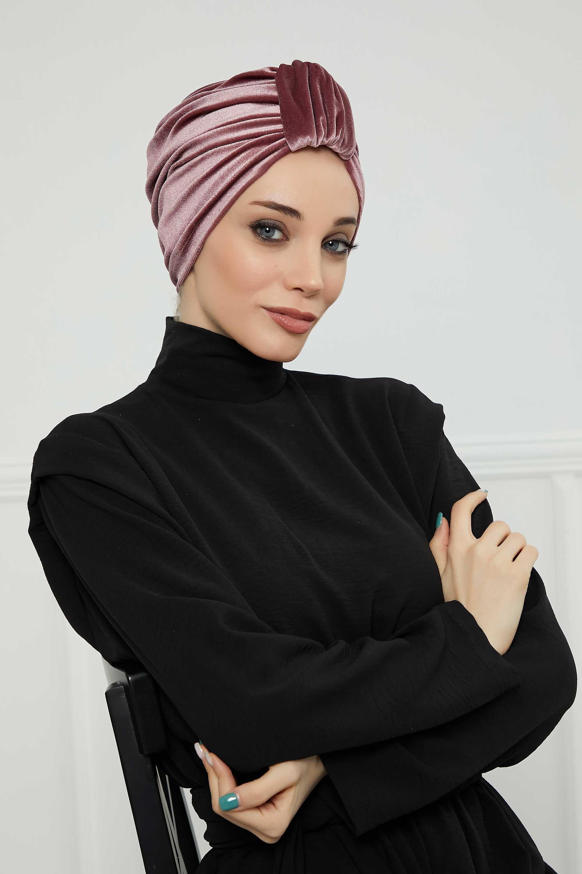 Ön Kemer Detaylı Kadife Bone,B-68K