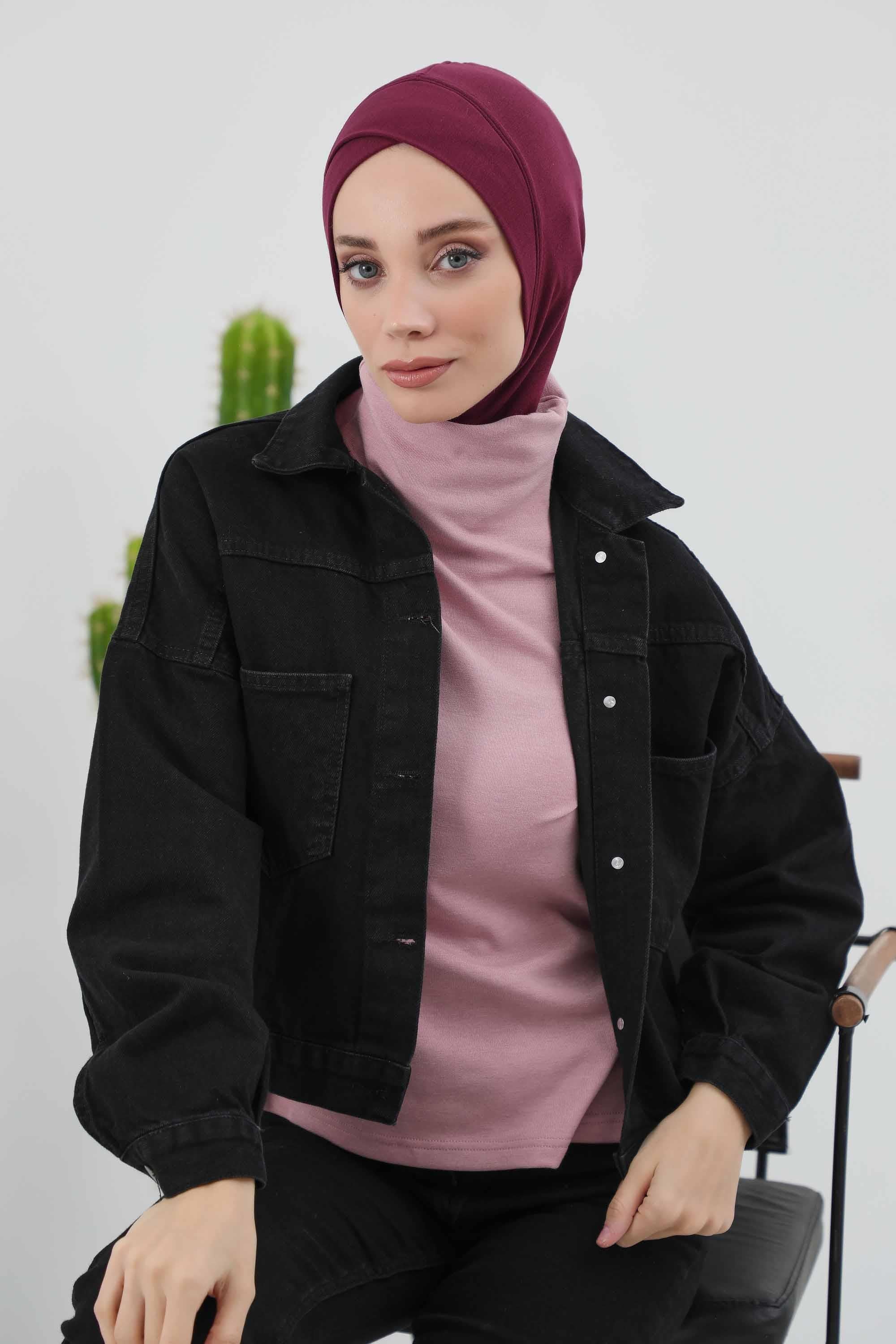 Önü Çapraz Detaylı Tesettür Bone,TB-4RB