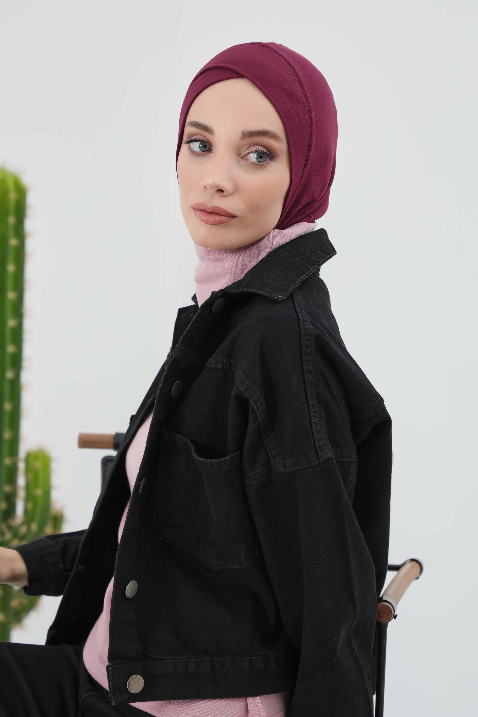 Önü Çapraz Detaylı Tesettür Bone,TB-4RB