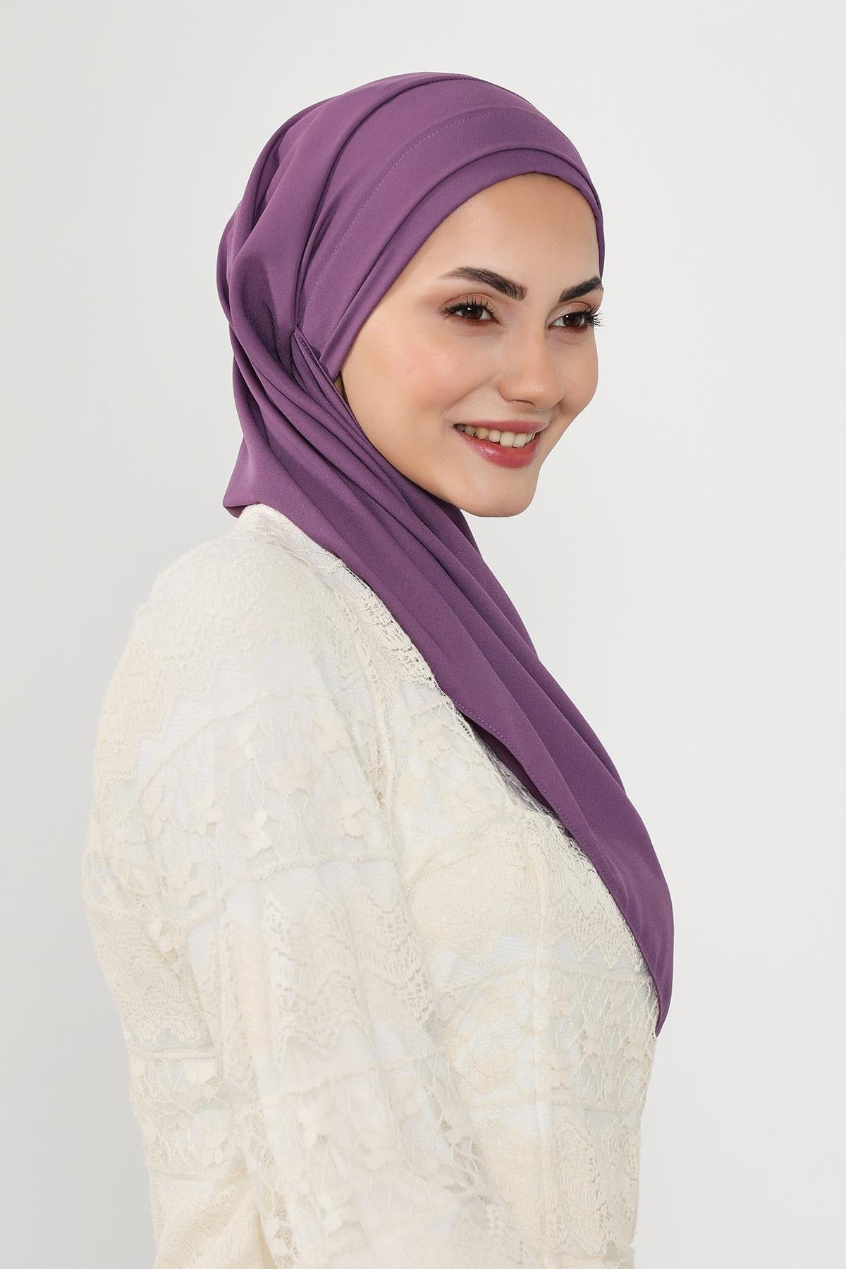 Önü Pileli Tasarım Krep Pratik Şal,PS-54