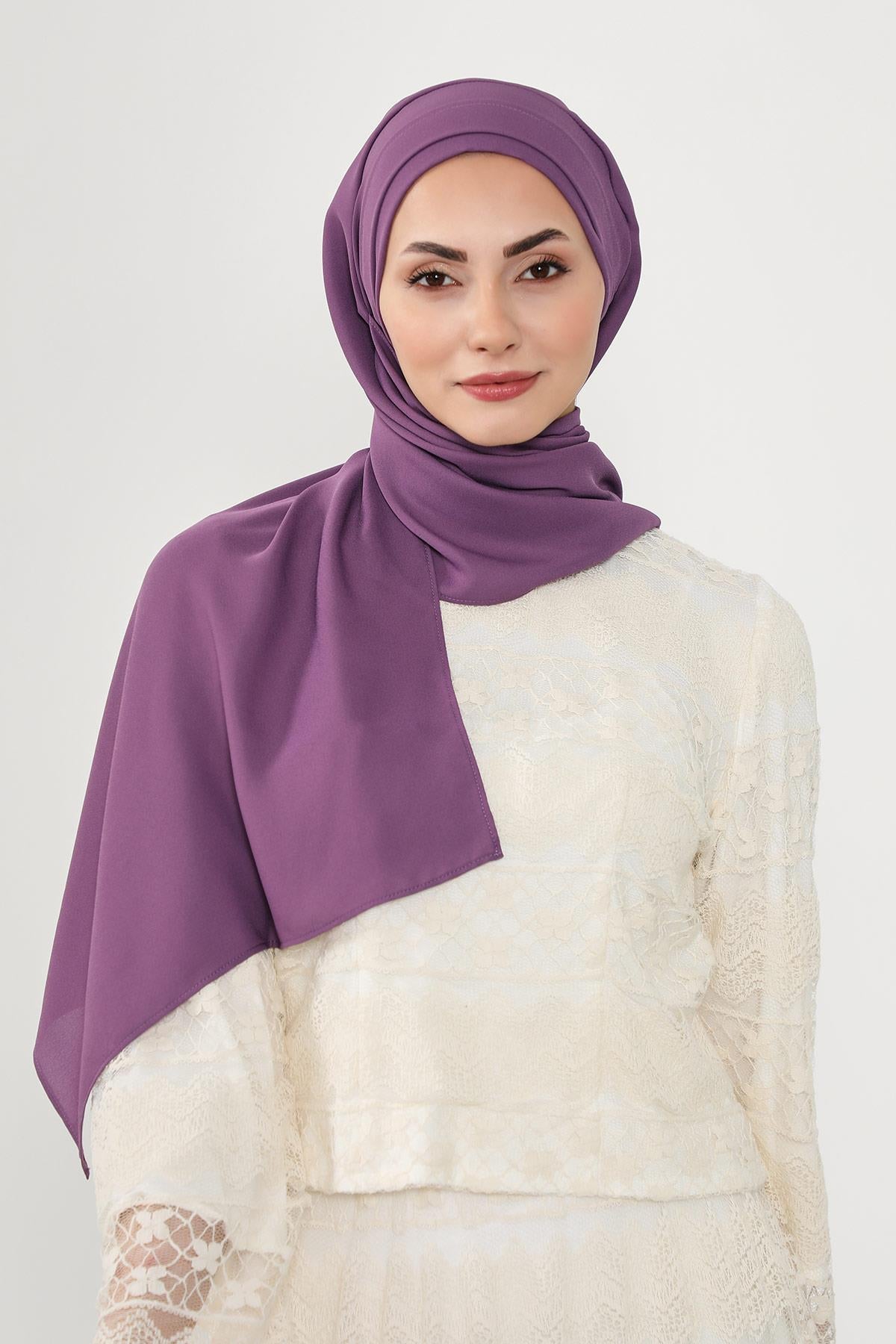 Önü Pileli Tasarım Krep Pratik Şal,PS-54