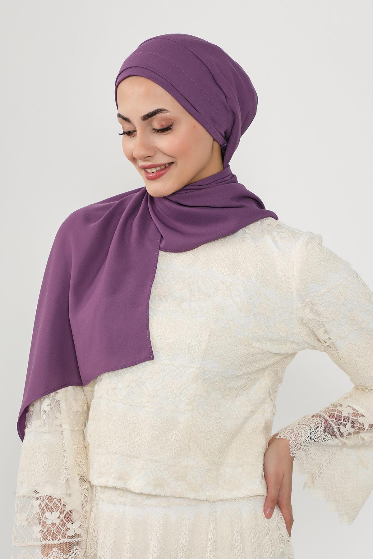 Önü Pileli Tasarım Krep Pratik Şal,PS-54