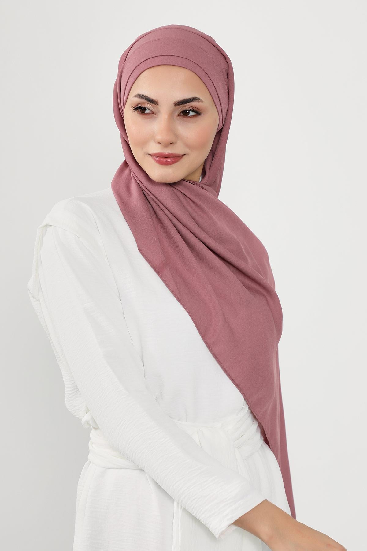 Önü Pileli Tasarım Krep Pratik Şal,PS-54