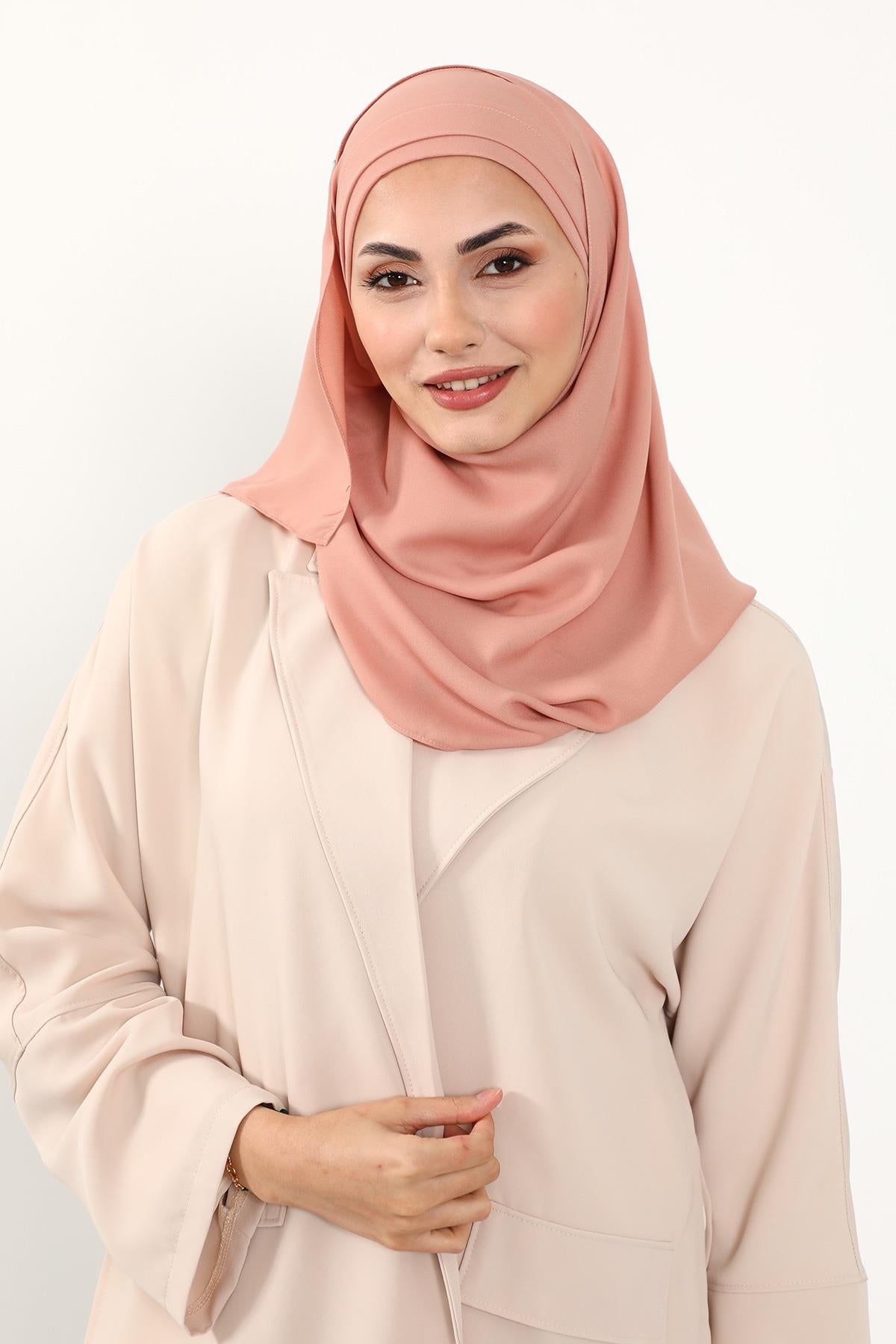 Önü Pileli Tasarım Krep Pratik Şal,PS-54