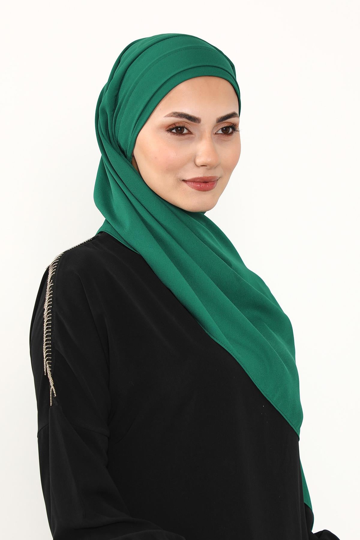 Önü Pileli Tasarım Krep Pratik Şal,PS-54