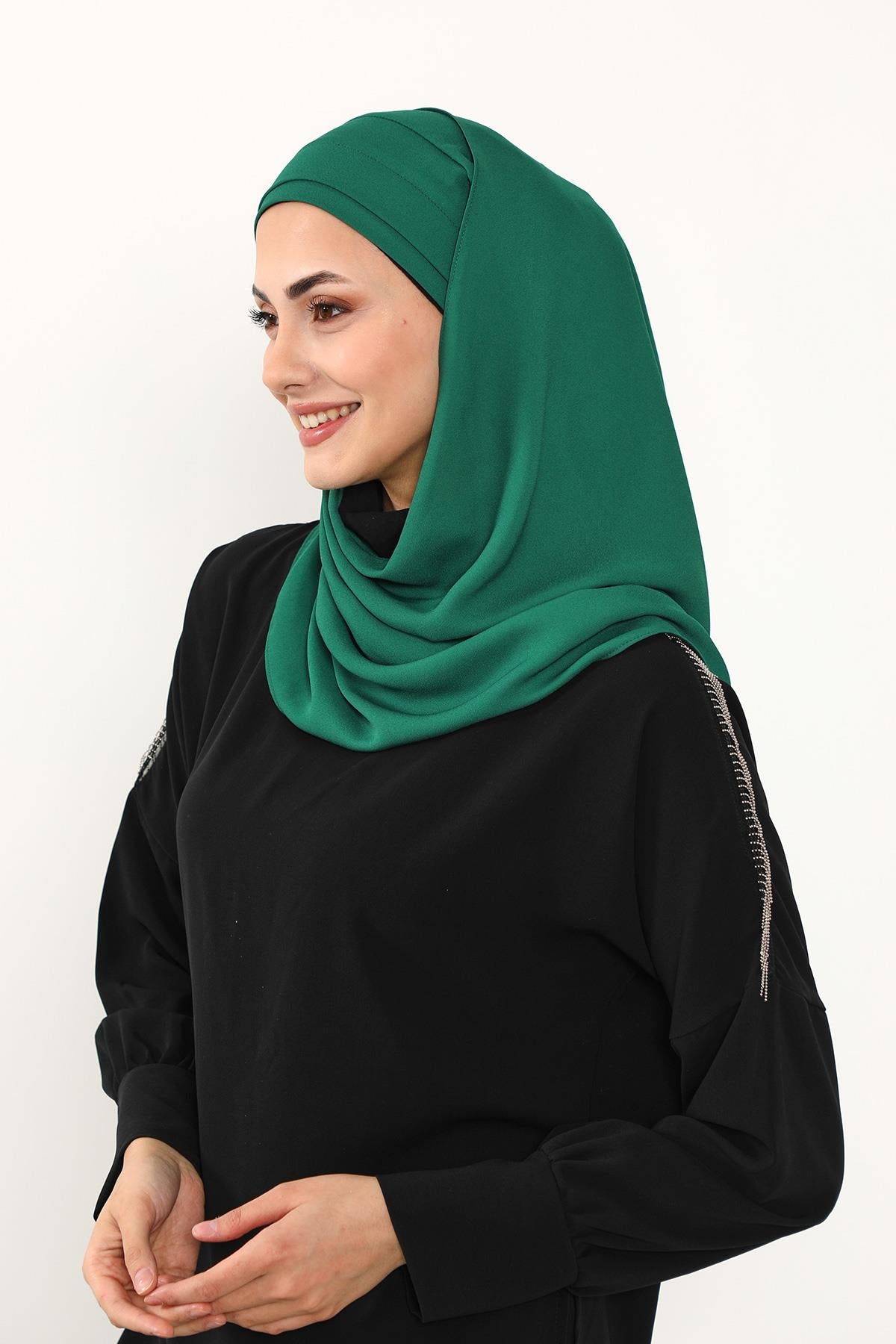 Önü Pileli Tasarım Krep Pratik Şal,PS-54