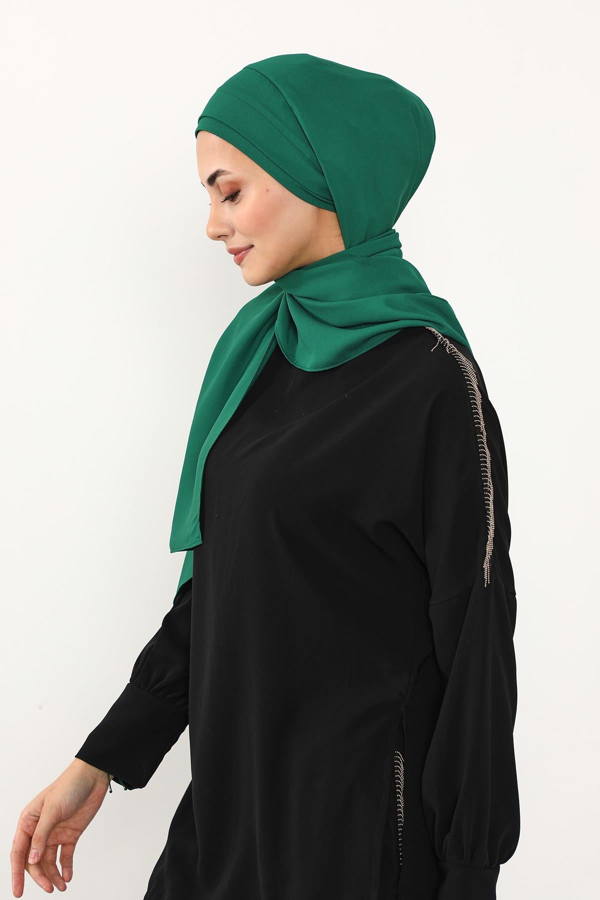 Önü Pileli Tasarım Krep Pratik Şal,PS-54