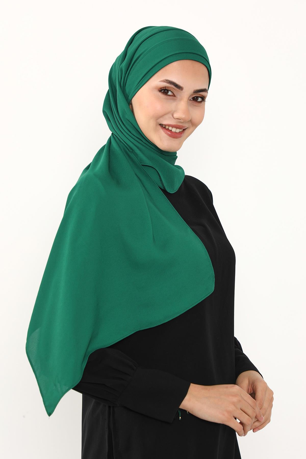 Önü Pileli Tasarım Krep Pratik Şal,PS-54