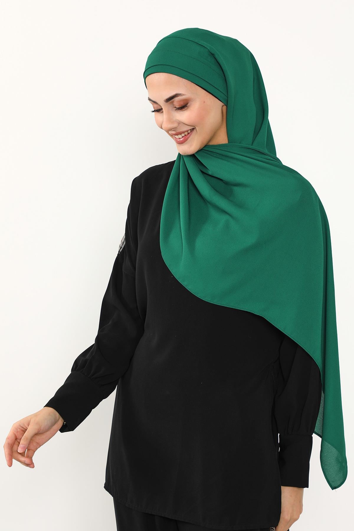 Önü Pileli Tasarım Krep Pratik Şal,PS-54