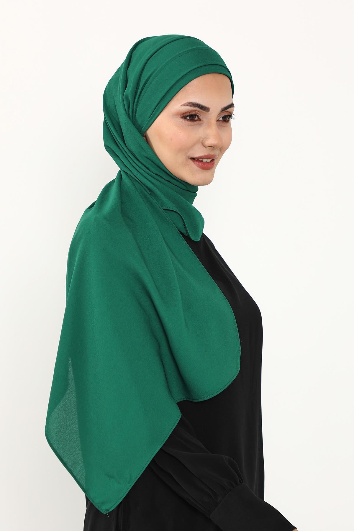 Önü Pileli Tasarım Krep Pratik Şal,PS-54