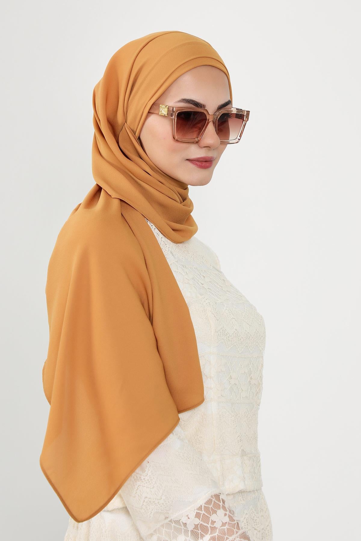 Önü Pileli Tasarım Krep Pratik Şal,PS-54