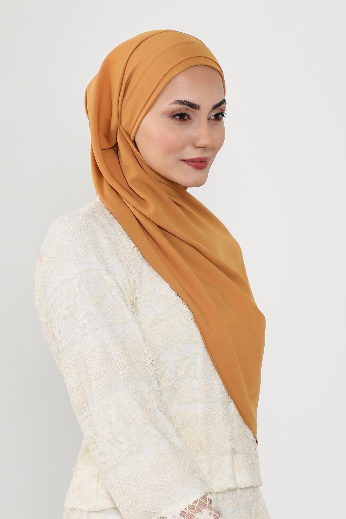 Önü Pileli Tasarım Krep Pratik Şal,PS-54